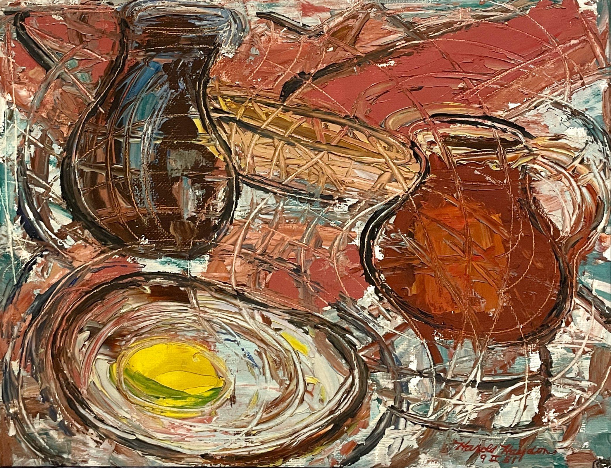 A Lively, Expressionist 1950s Mid-Century Modern Painting, 