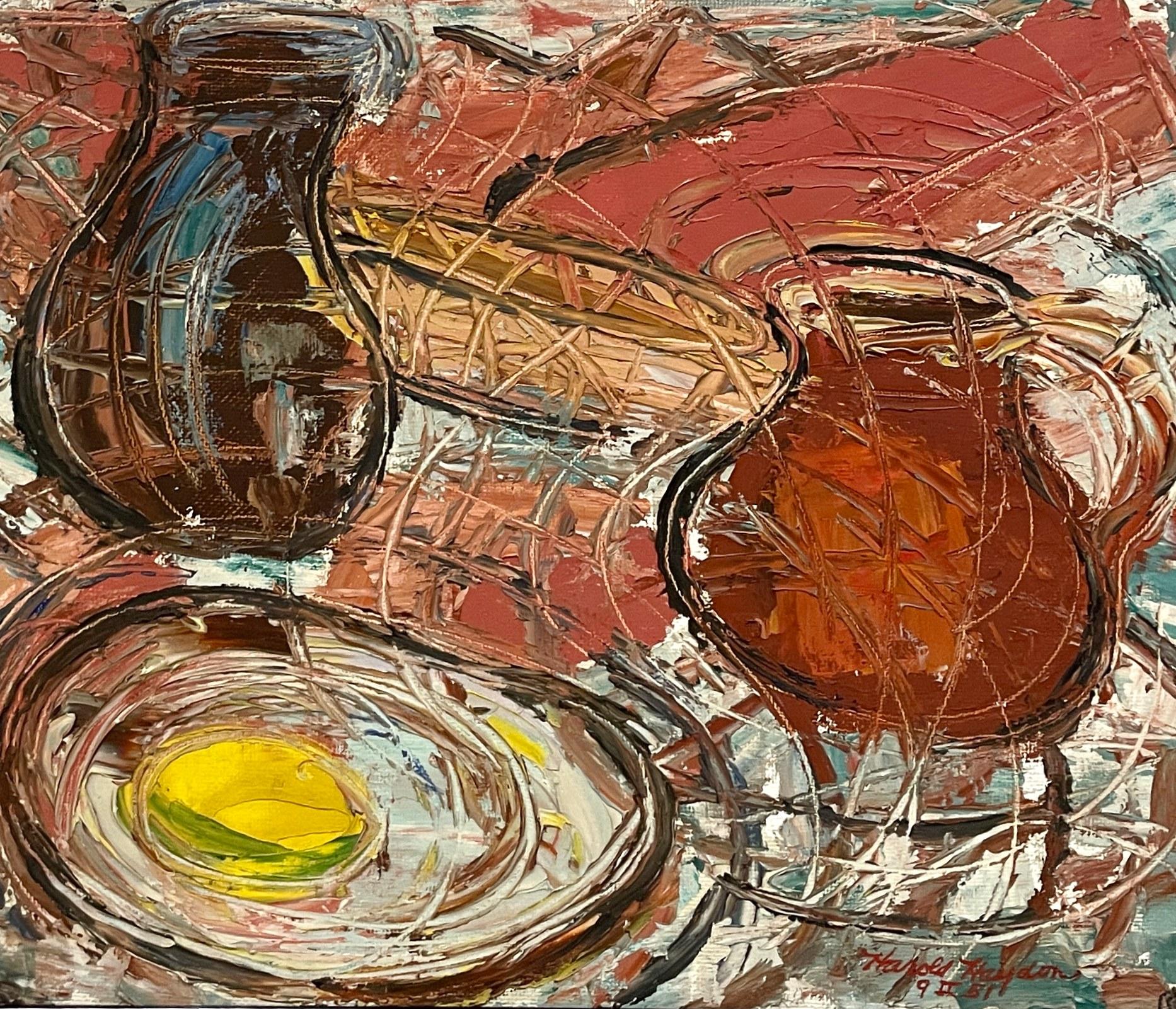 A Lively, Expressionist 1950s Mid-Century Modern Painting, 