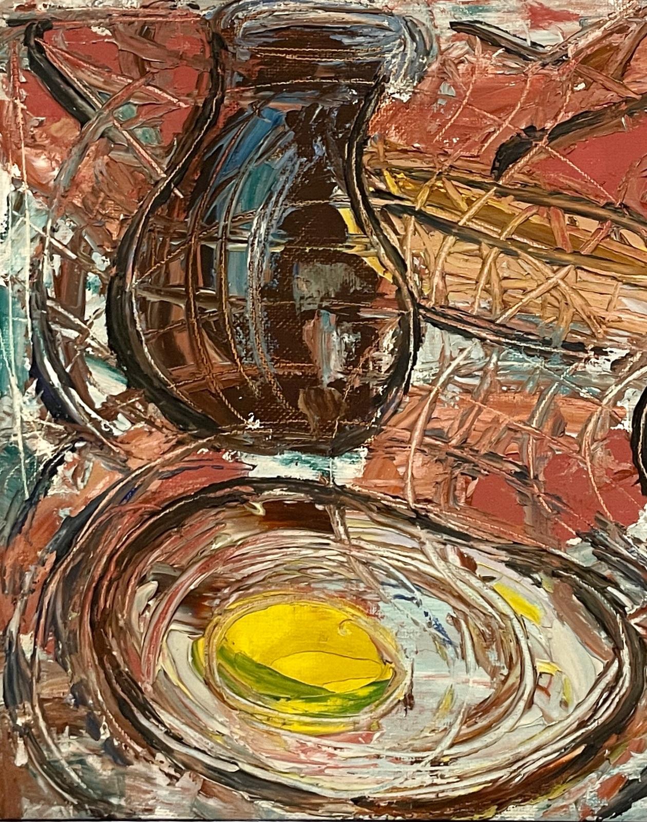 A Lively, Expressionist 1950s Mid-Century Modern Painting, 