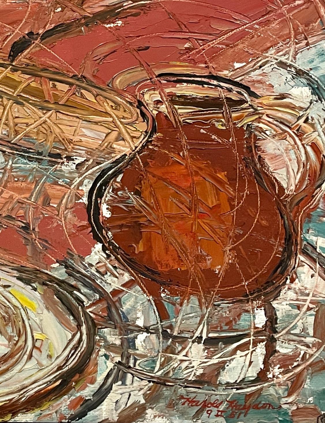 A Lively, Expressionist 1950s Mid-Century Modern Painting, 