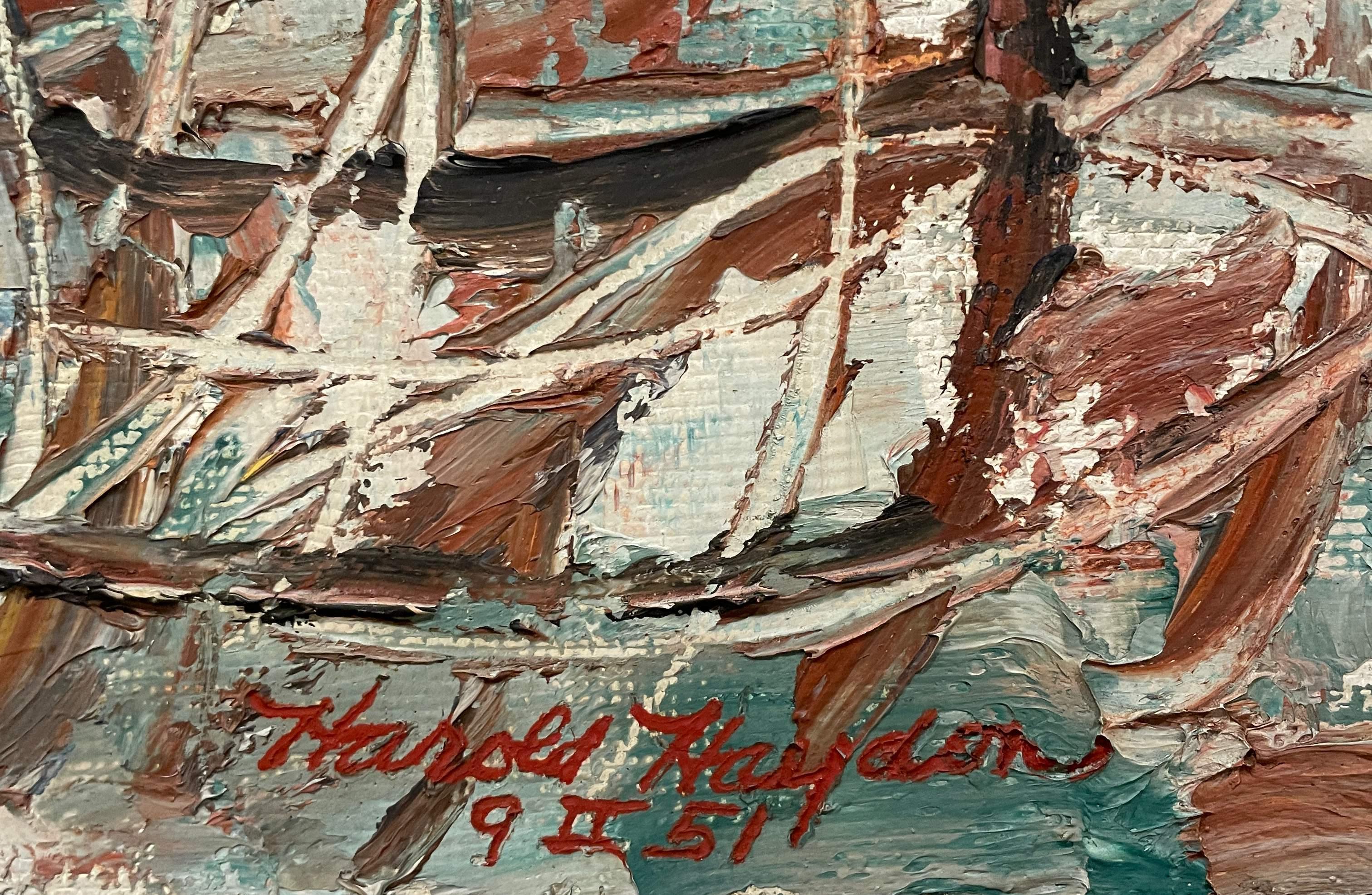A Lively, Expressionist 1950s Mid-Century Modern Painting, 