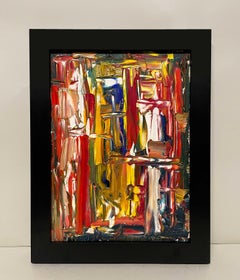 Pintura expresionista abstracta, dinámica y colorista, fechada en 1957 por Harold Haydon