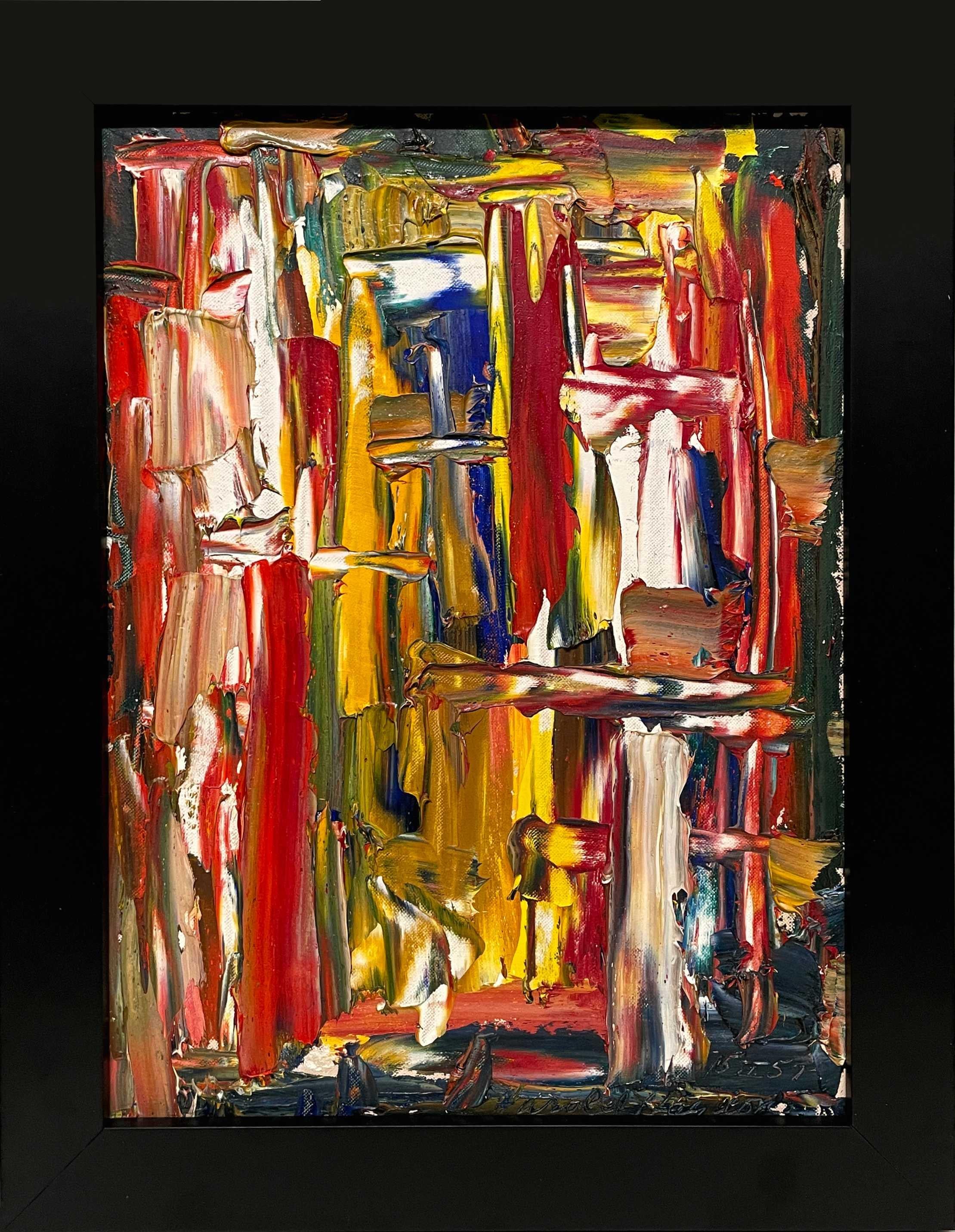 Pittura espressionista astratta dinamica e colorata, datata 1957 da Harold Haydon in vendita 2