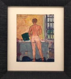 Una pintura humorística de 1945 titulada "De camino a VT, habitación de hotel" de Harold Haydon