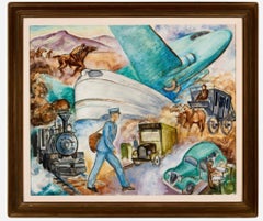 "Historia del Servicio Postal de EEUU" Escena Americana Realismo Social WPA Chicago Moderno