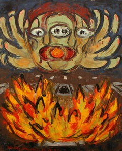 "The Scream", A 1950s Mid-Century Modern Surrealist Abstract Painting
