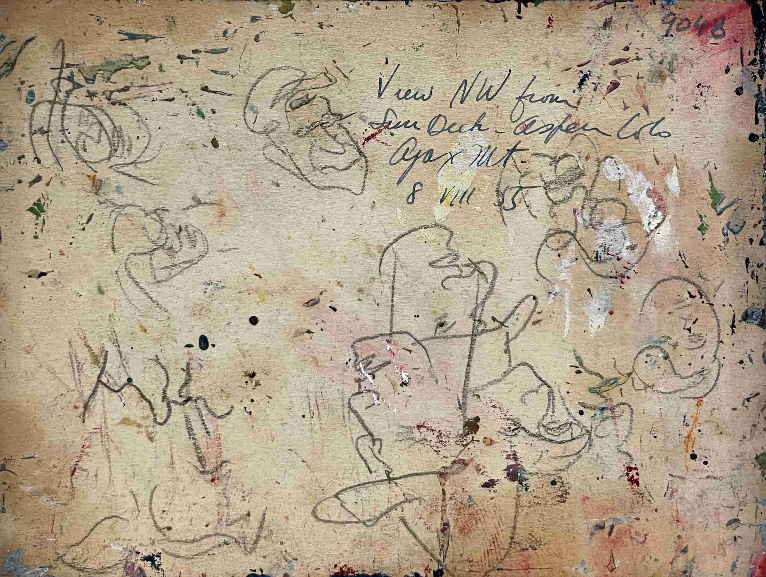 1955 Vista de la montaña Ajax en Aspen, Colorado, por el artista Harold Haydon en venta 3