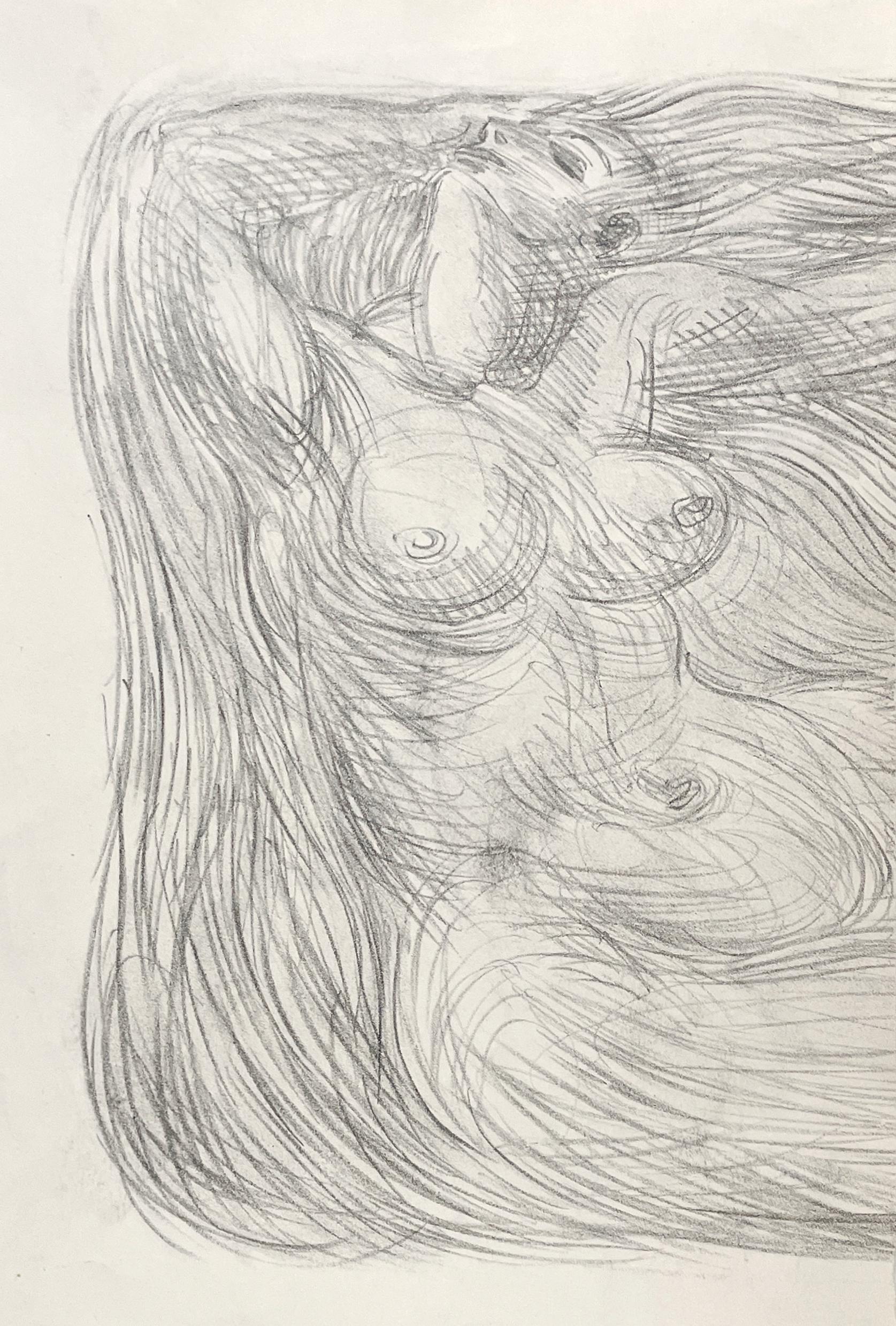 Harold Haydon Nude Print – Eine exquisite moderne Lithographie eines weiblichen Aktmodells aus den 1940er Jahren, "Flying Figure"