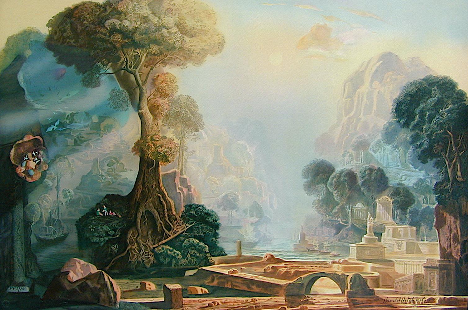 PLAINS OF JUPITER Signed Lithograph, Romantic Visionary Landscape, Hazy Sunlight 2