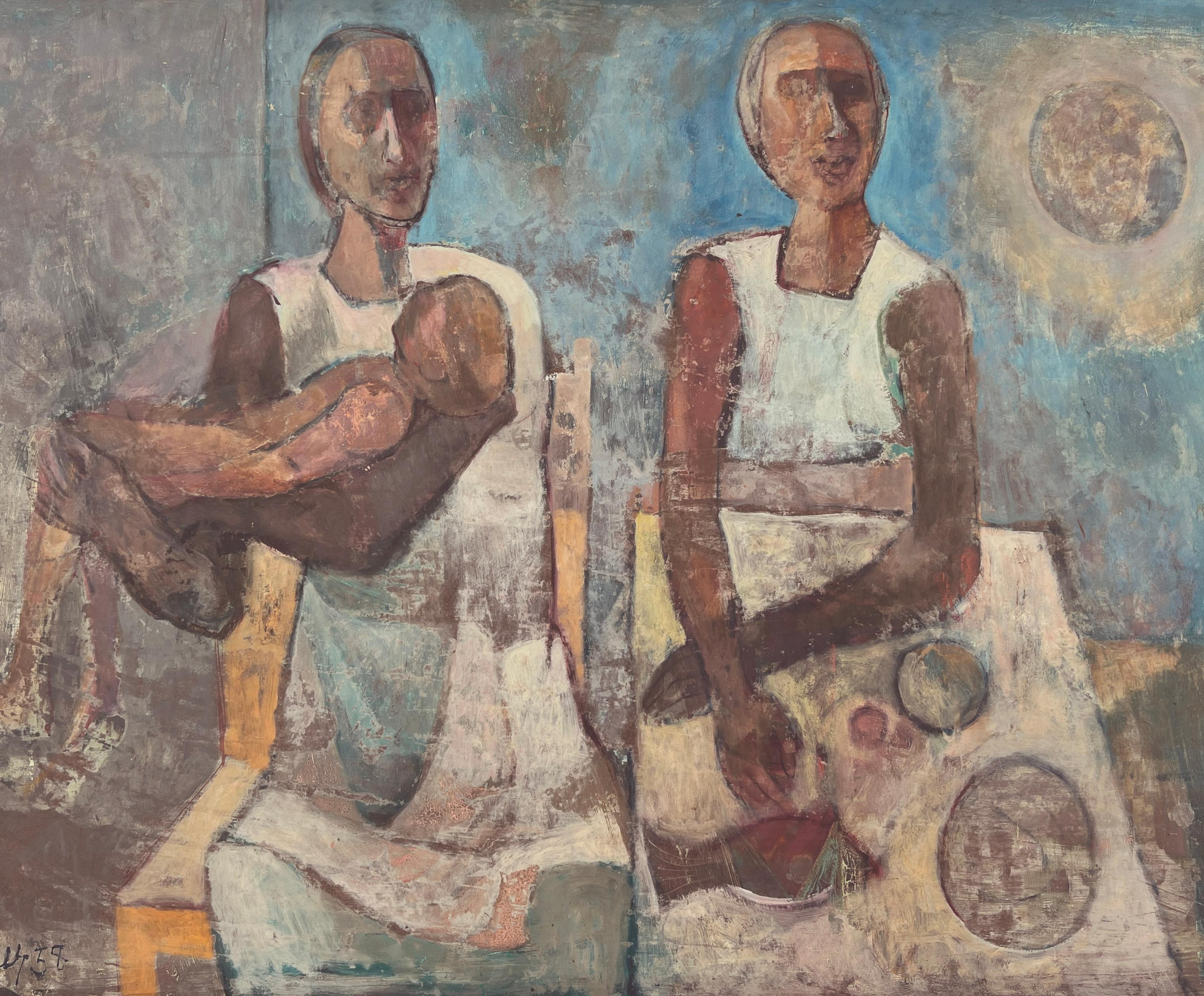 Mid-Century Modern Figural of Two Women and Child by Harold Kitner Kent State For Sale 1