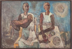 Figura moderna de mediados de siglo de dos mujeres y un niño de Harold Kitner Kent State