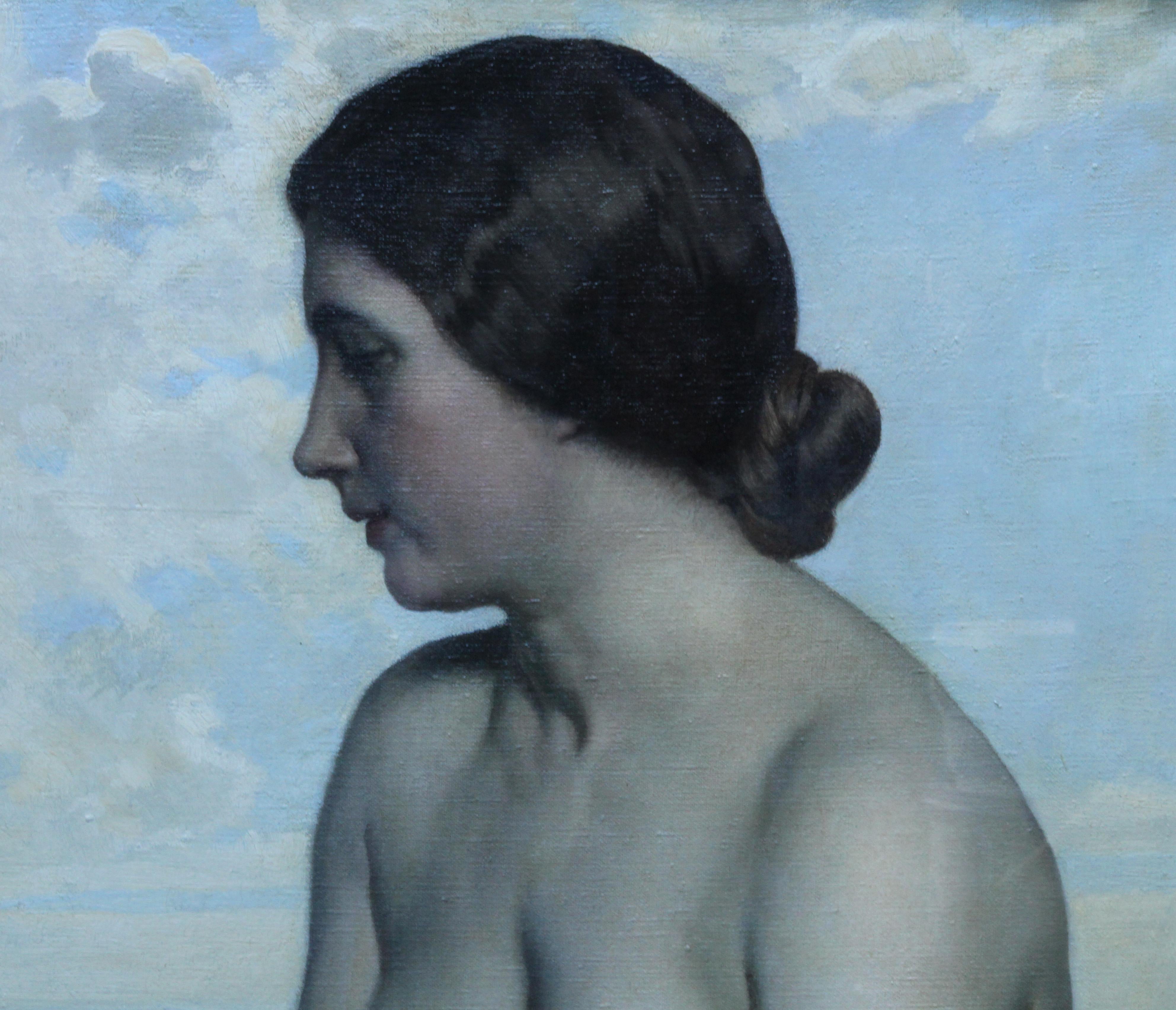 The Maiden - British Newlyn exhib art nude Laura Knight Porträt Ölgemälde (Realismus), Painting, von Harold Knight