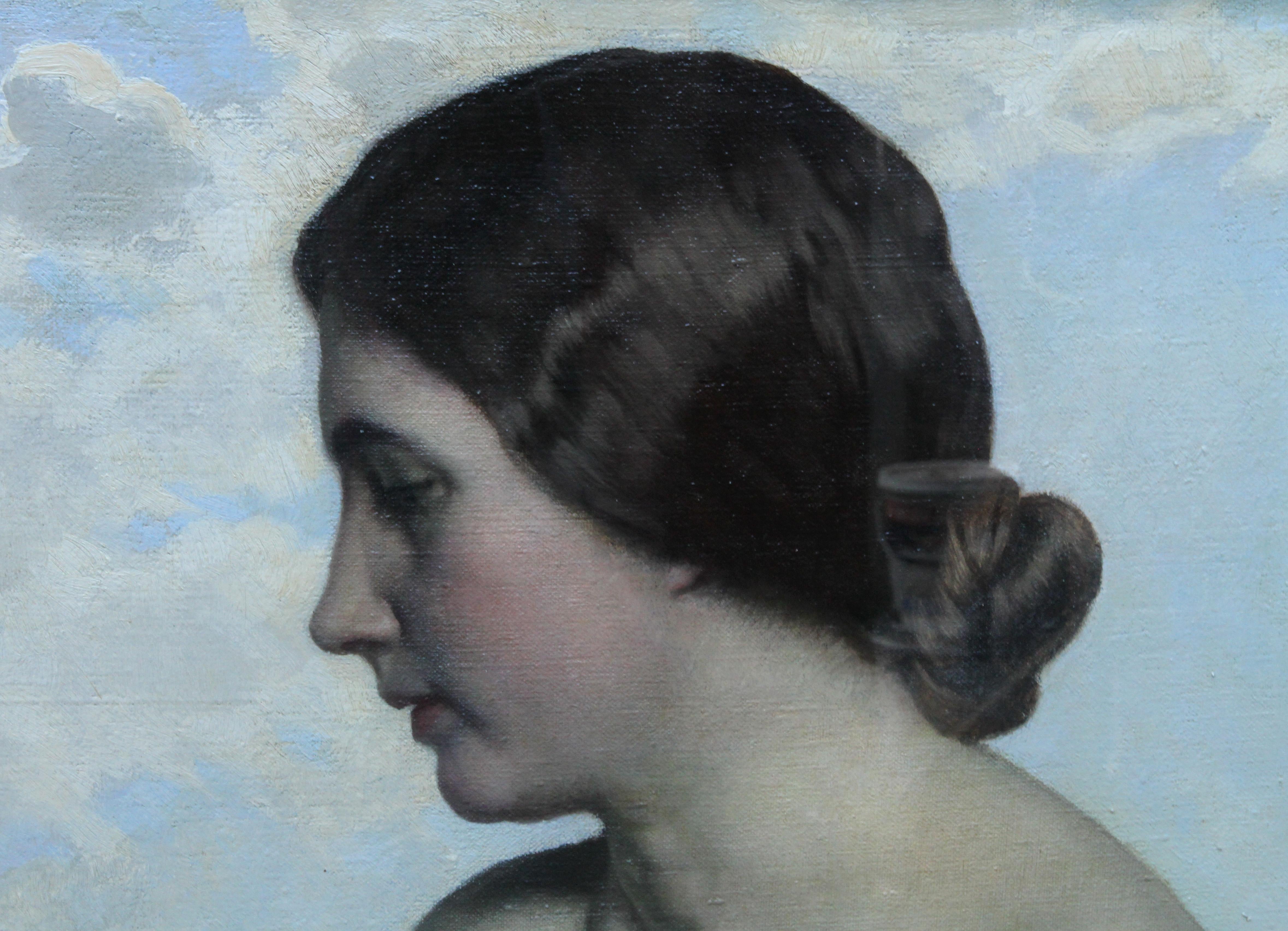 The Maiden - British Newlyn exhib art nude Laura Knight Porträt Ölgemälde im Angebot 1