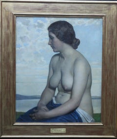 Antique The Maiden - British Newlyn exhib art nude Laura Knight portrait oil painting