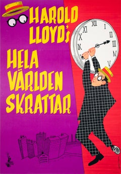 Harold Lloyd's World of Comedy 1962 Swedish Film Poster, Göte Näslund