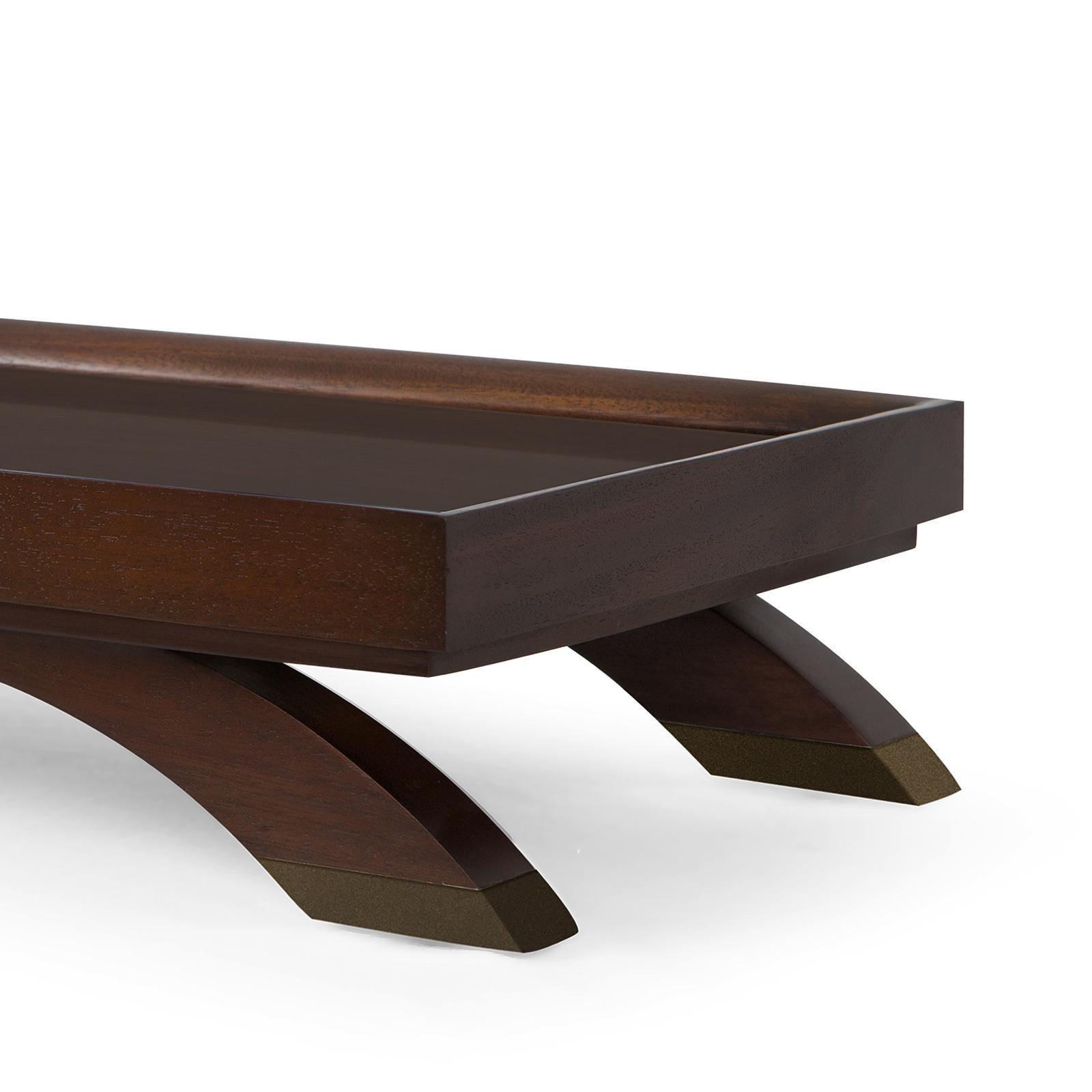 Contemporary Harold Low Tray in Solid Mahogany Wood For Sale