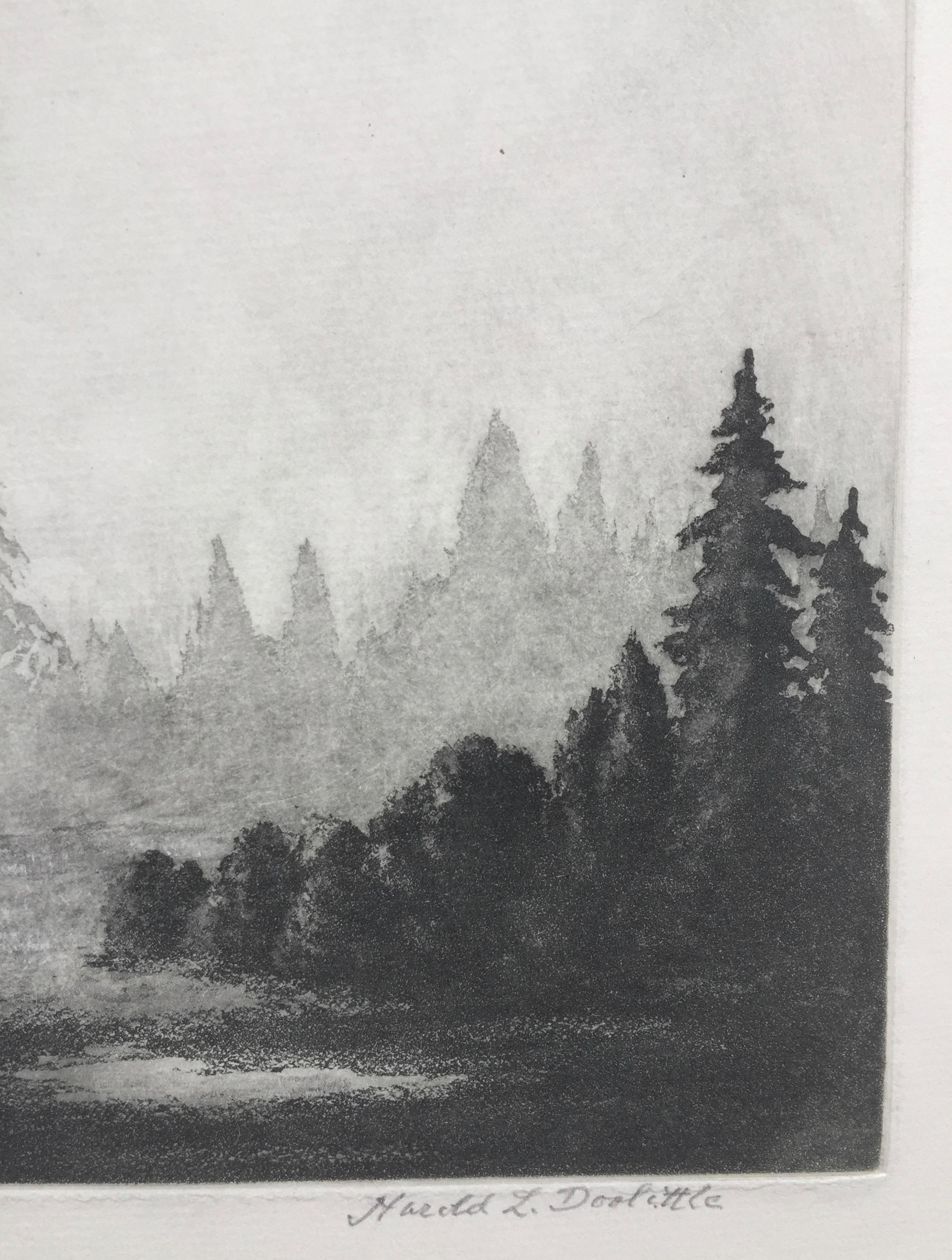 MAÑANA EN YOSEMITE - Print realista estadounidense de Harold Lukens Doolittle