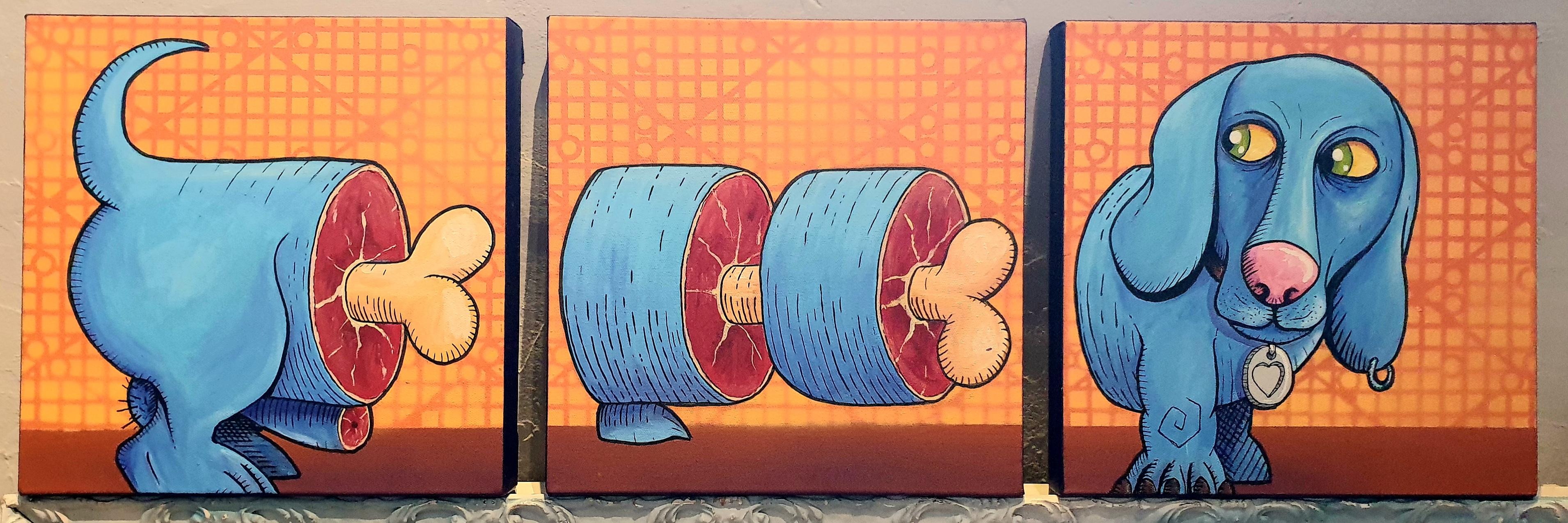 Trittico Pop Art Contemporary Acrilico su tela. 
