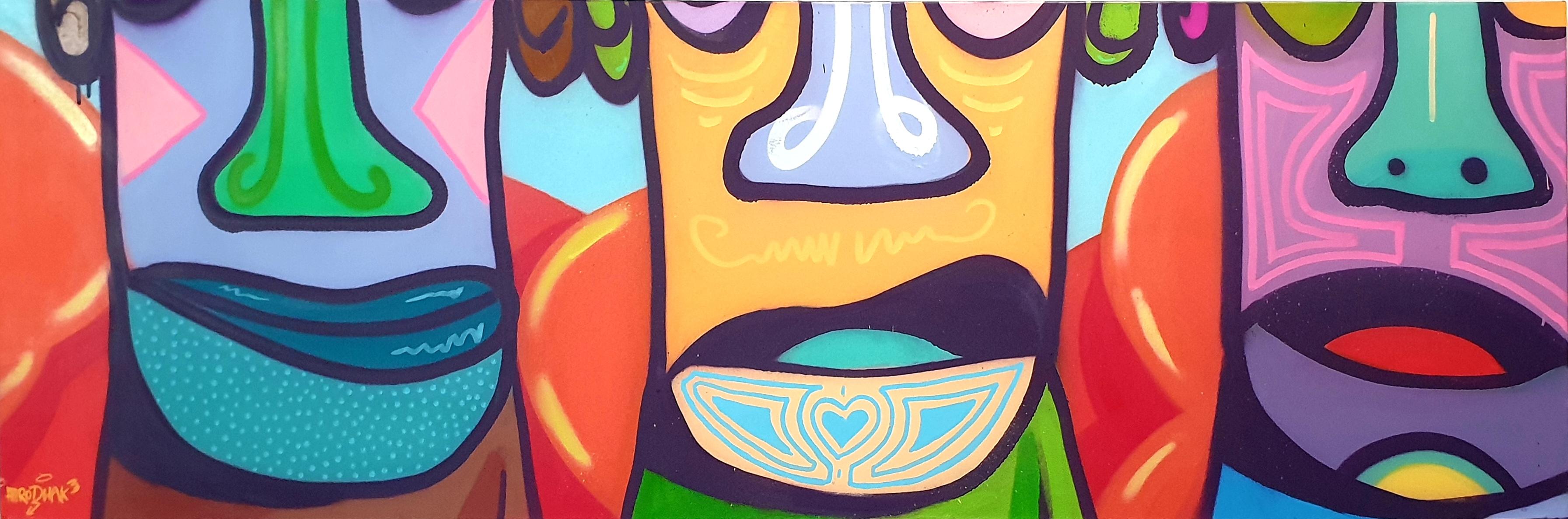 Díptico Contemporáneo de Arte Callejero Aerosol sobre Lienzo. 