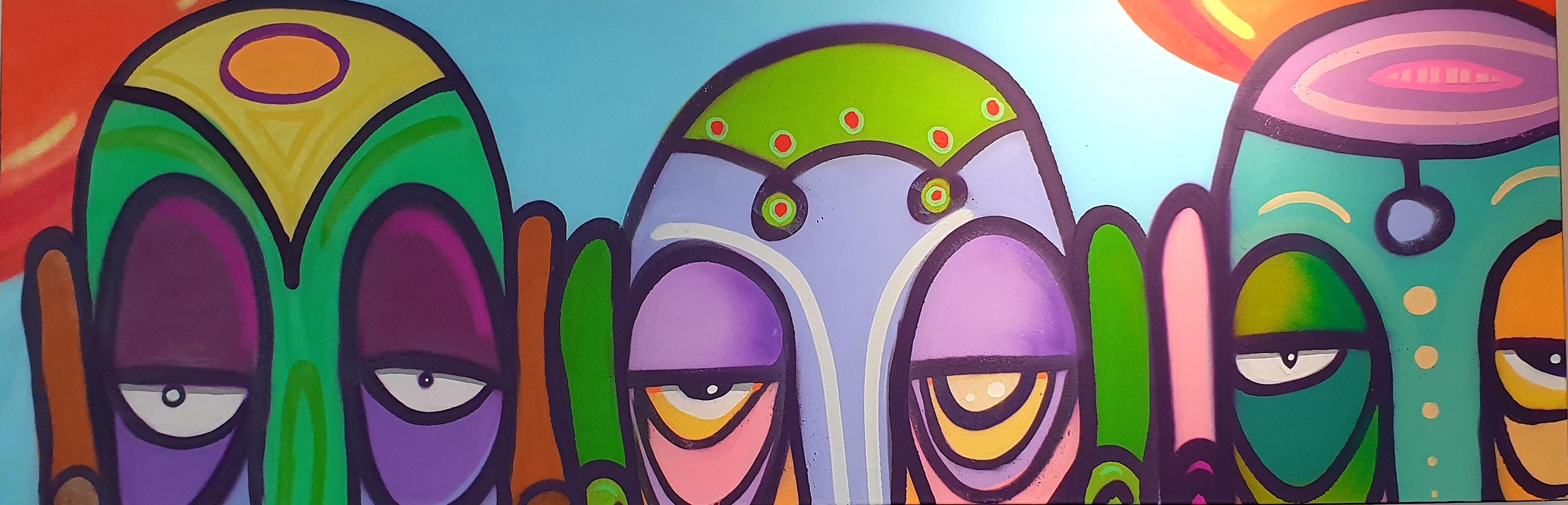 Díptico Contemporáneo de Arte Callejero Aerosol sobre Lienzo. 