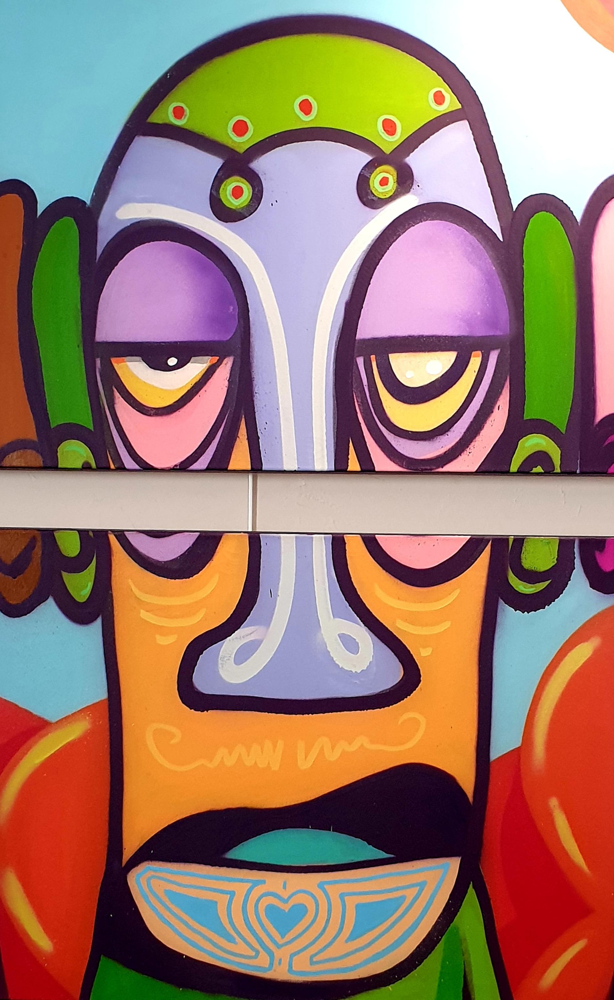 Díptico Contemporáneo de Arte Callejero Aerosol sobre Lienzo. 
