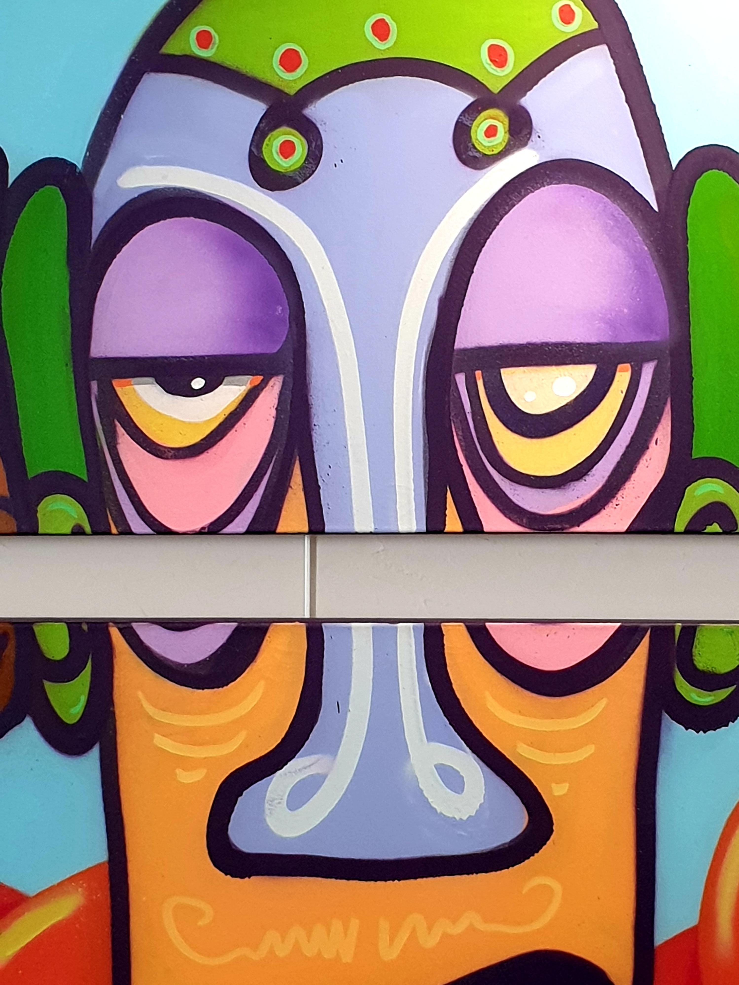 Díptico Contemporáneo de Arte Callejero Aerosol sobre Lienzo. 