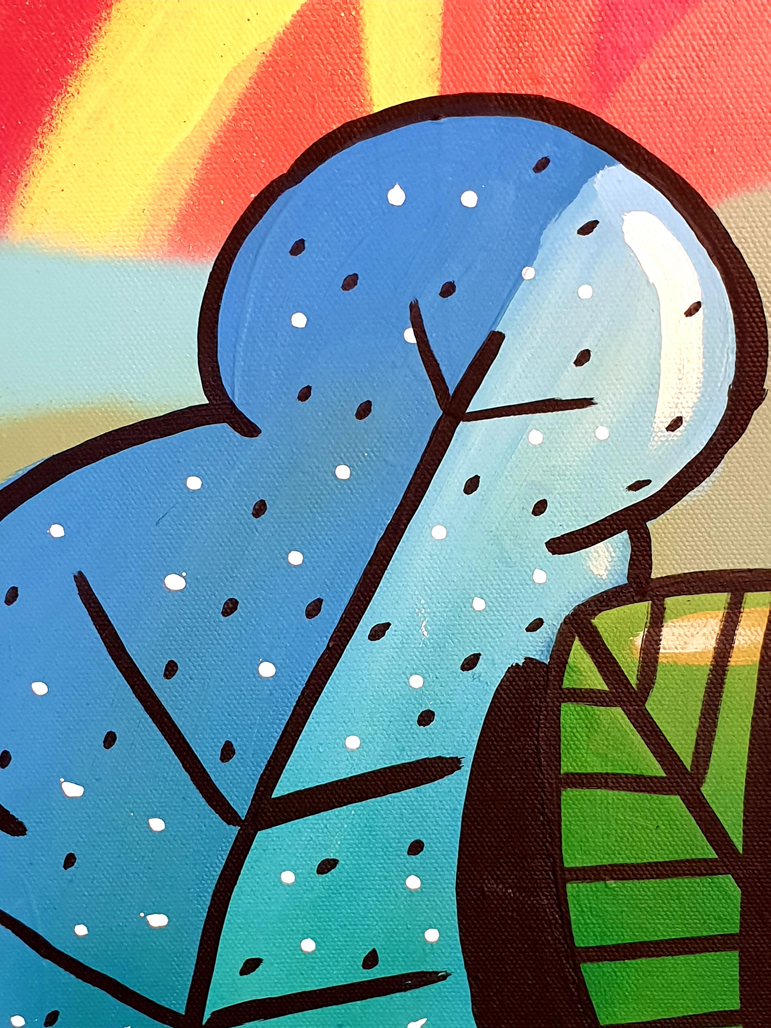 Street Art Grand aérosol contemporain sur toile. 