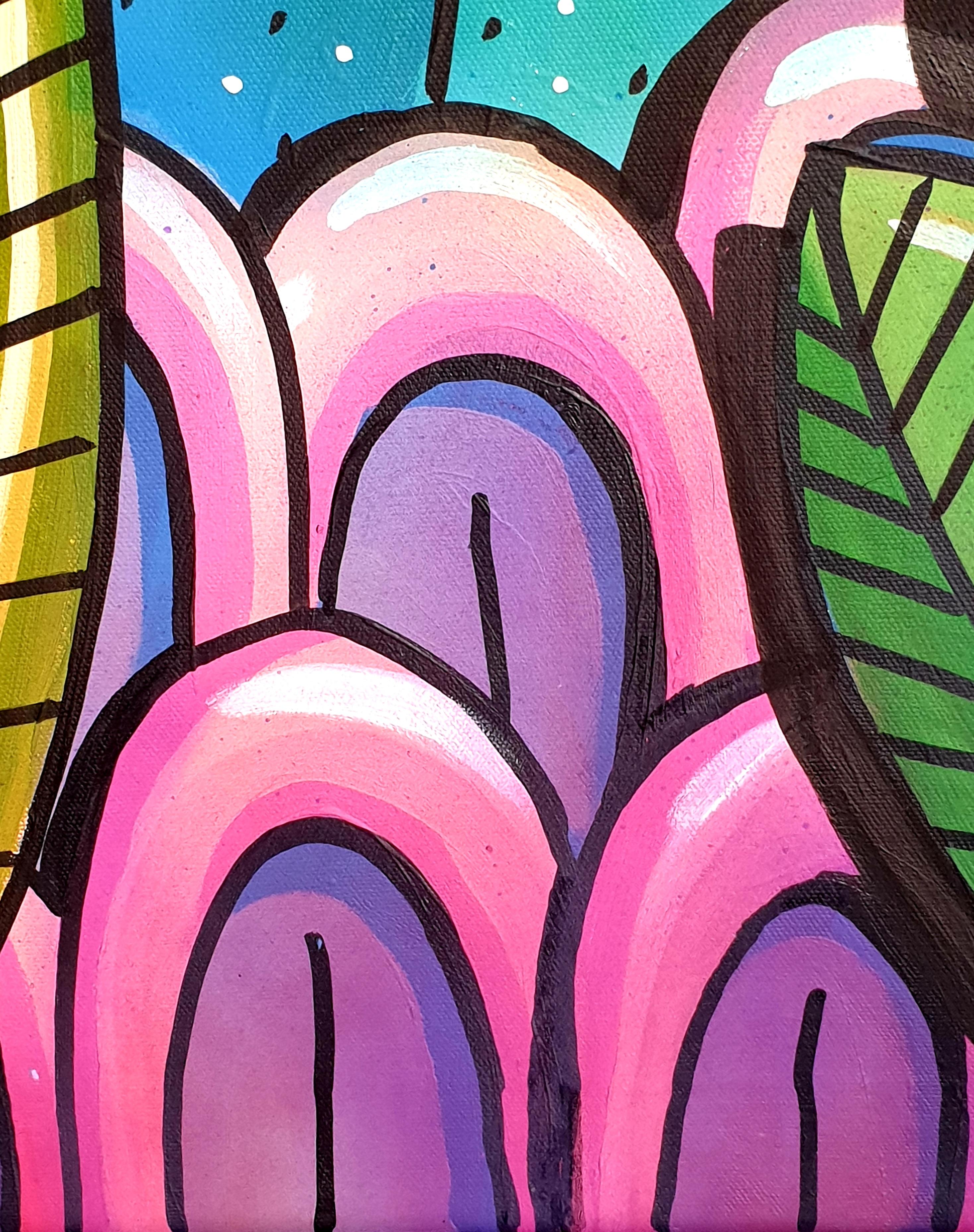 Street Art Grand aérosol contemporain sur toile. 