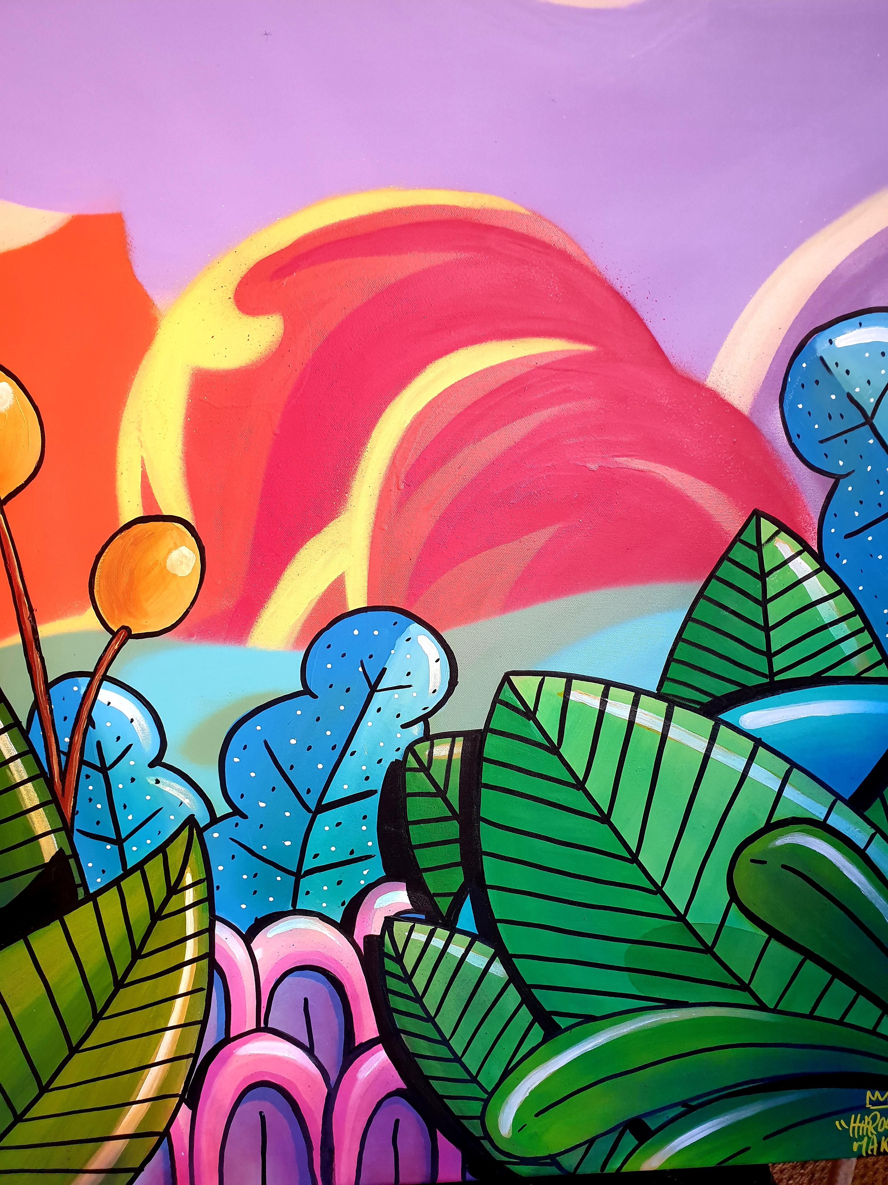 Street Art Grand aérosol contemporain sur toile. 