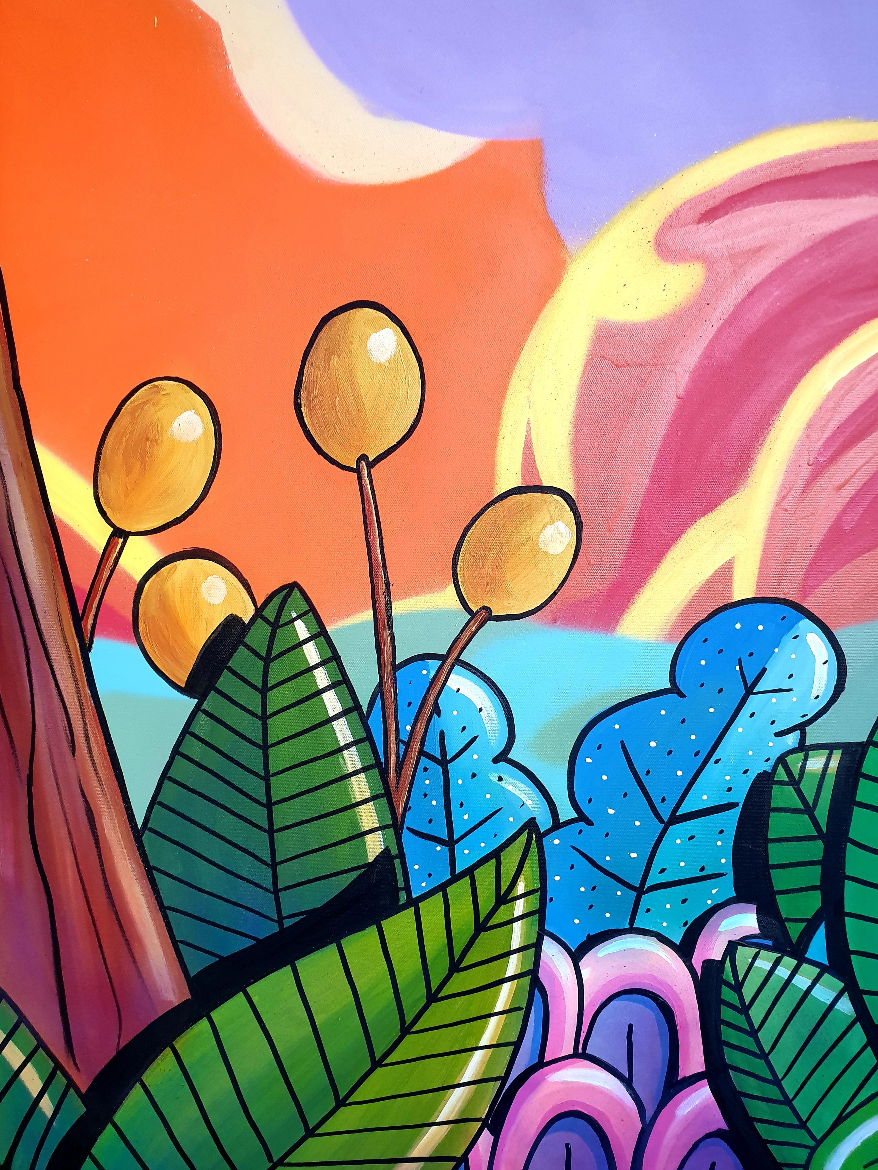 Street Art Grand aérosol contemporain sur toile. 
