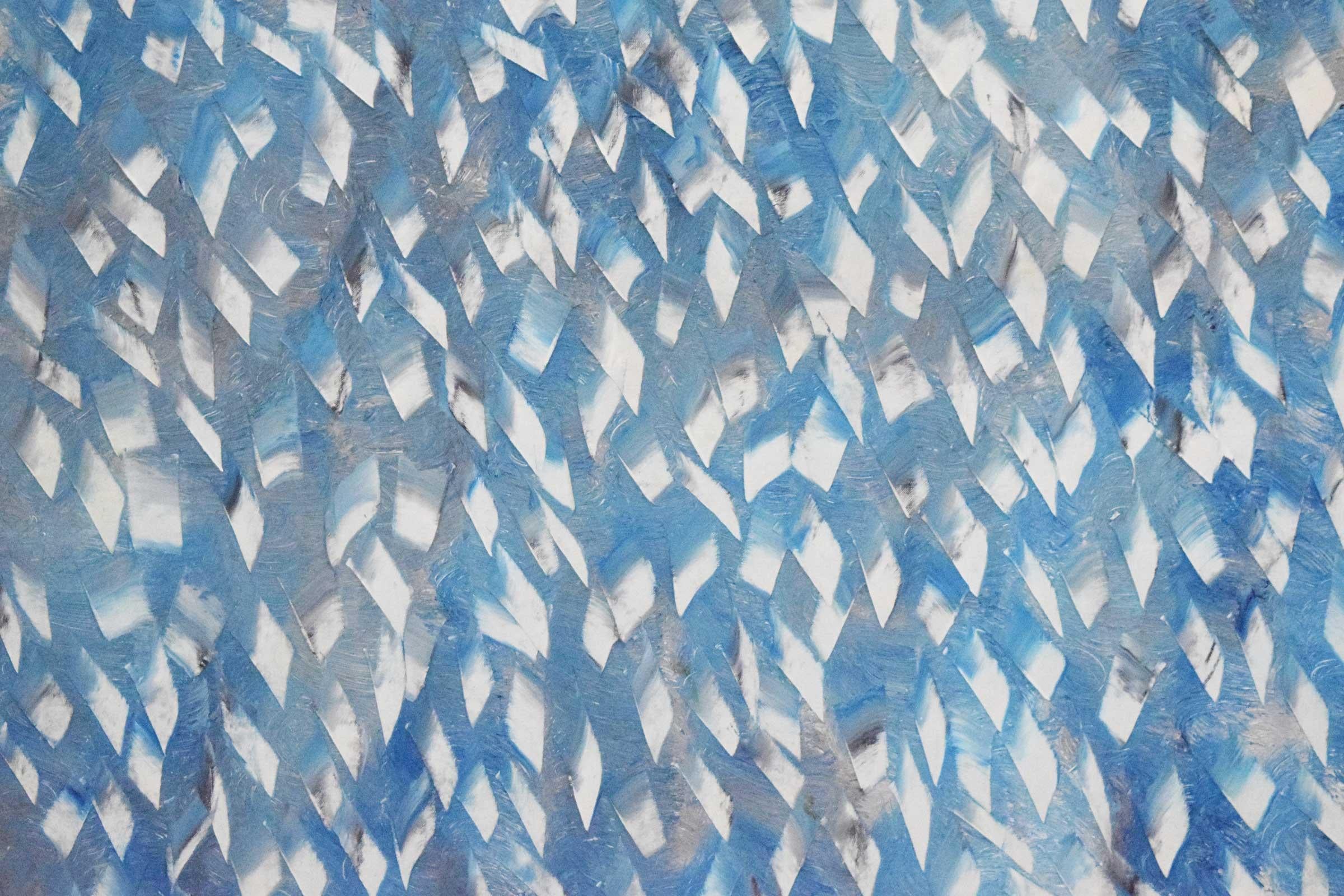 Öl auf Leinwand aus der Mitte des Jahrhunderts von Harold McDonald. Schöne Blau- und Weißtöne in einem ausdrucksstarken abstrakten Design.