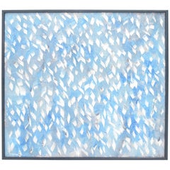 Vintage Harold McDonald Oil on Canvas, "Shattter" in Blue and White, Dated 1962