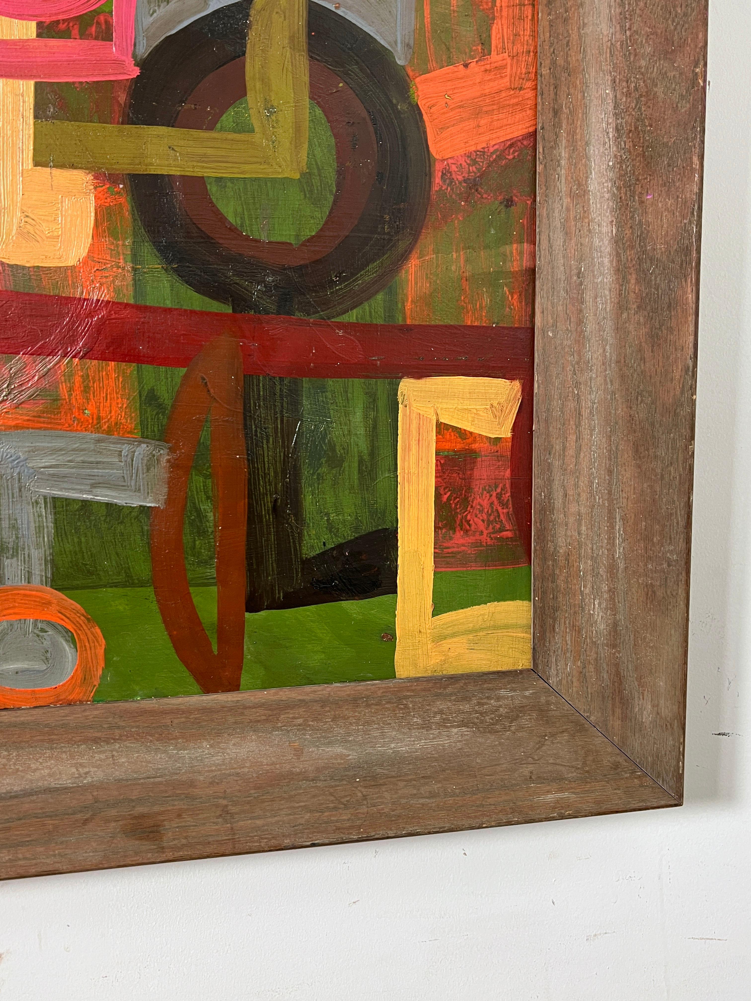 Harold Mesibov Mid-Century Modern Abstract Painting D. 1955 In Good Condition In Peabody, MA