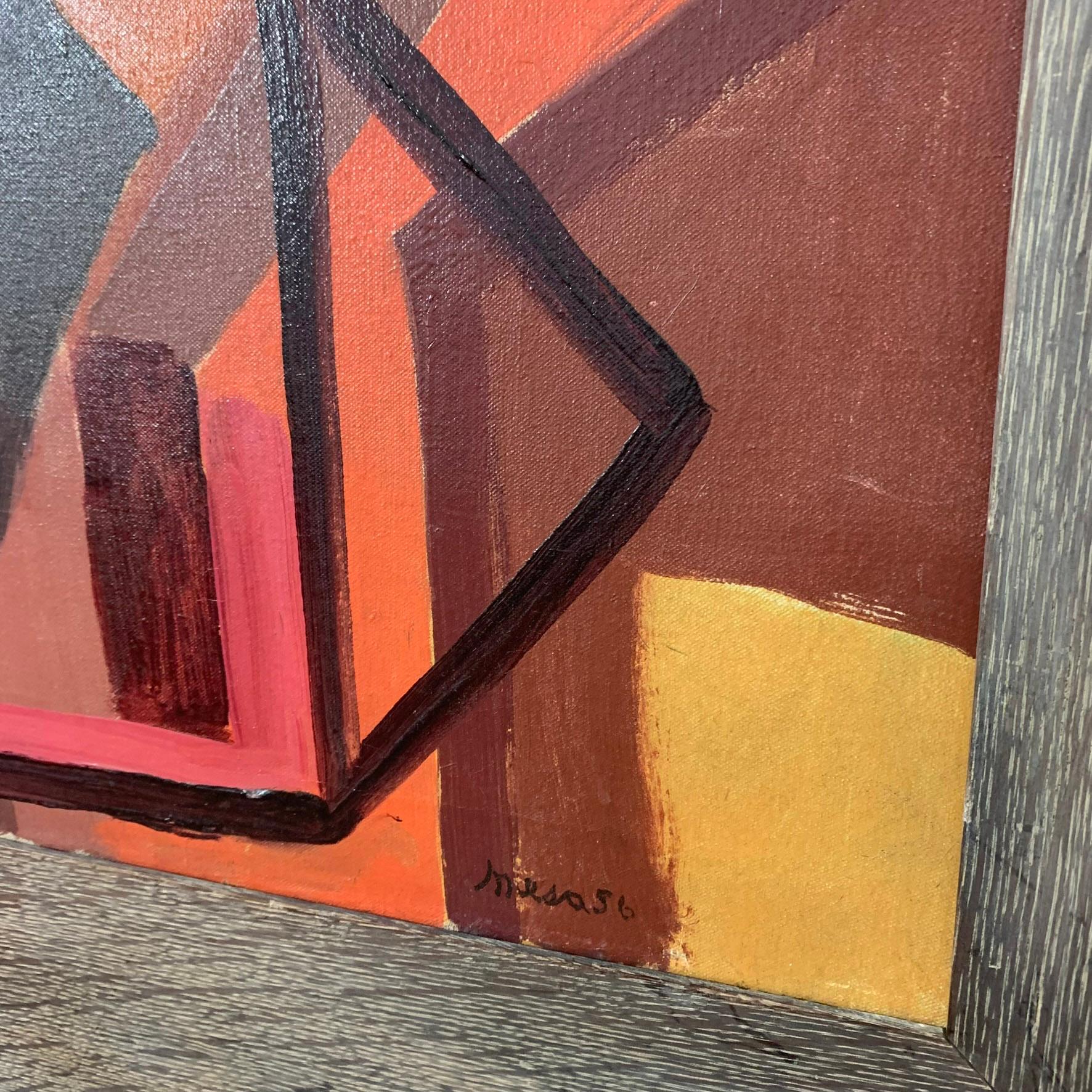 Harold Mesibov Modernes abstraktes Gemälde aus der Mitte des Jahrhunderts, D. 1956 (Moderne der Mitte des Jahrhunderts) im Angebot