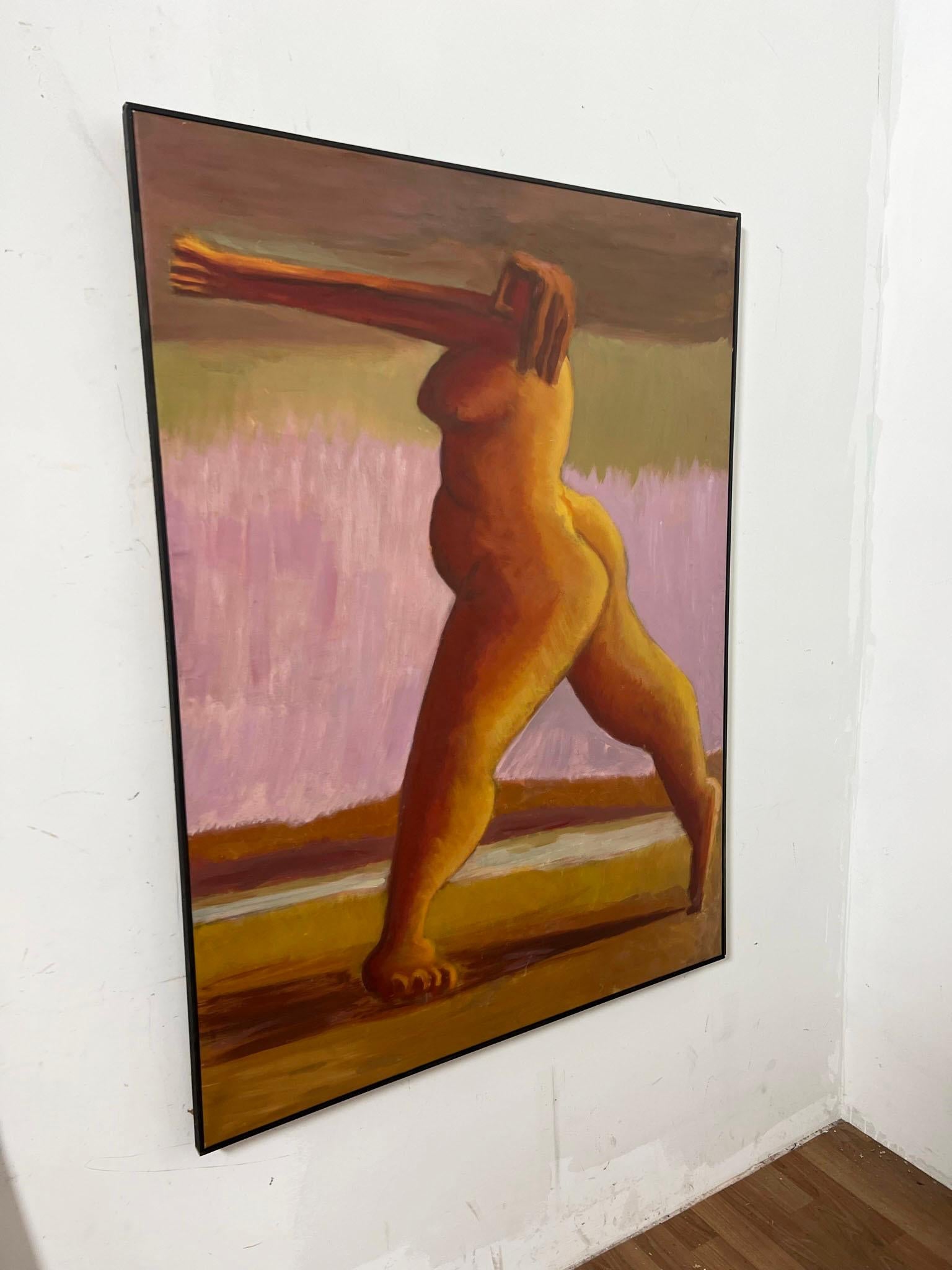 Mid-Century Modern Harold Mesibov Modernist Figurative Oil Painting, d. 1956 For Sale
