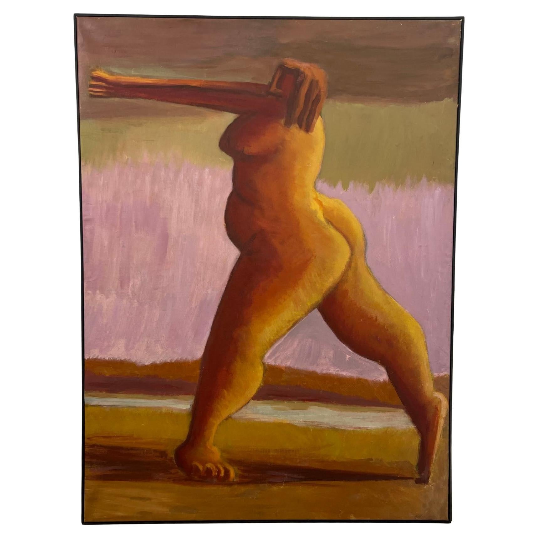 Harold Mesibov Modernist Figurative Oil Painting, d. 1956 For Sale