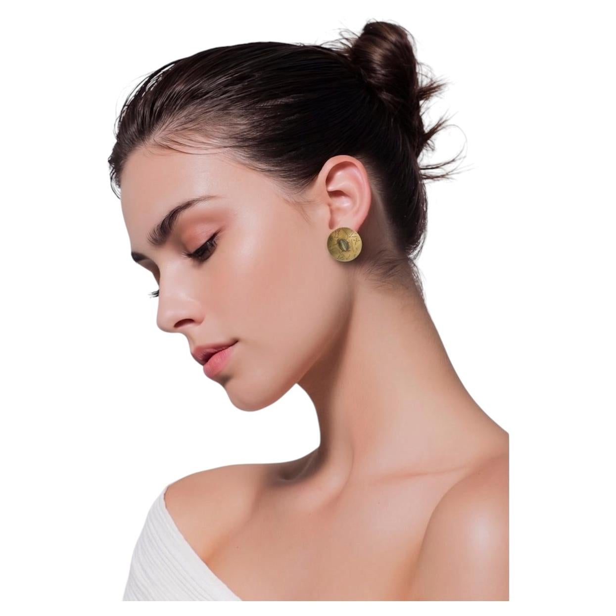 Harold O'Connor 18K Gold and Oxidized Sterling Silver Modernist Earrings, c 2000 For Sale