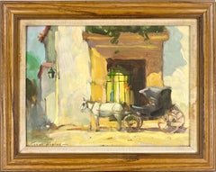 Carrozza presso il negozio di abbigliamento dell'Old Mexico Village pittura ad olio