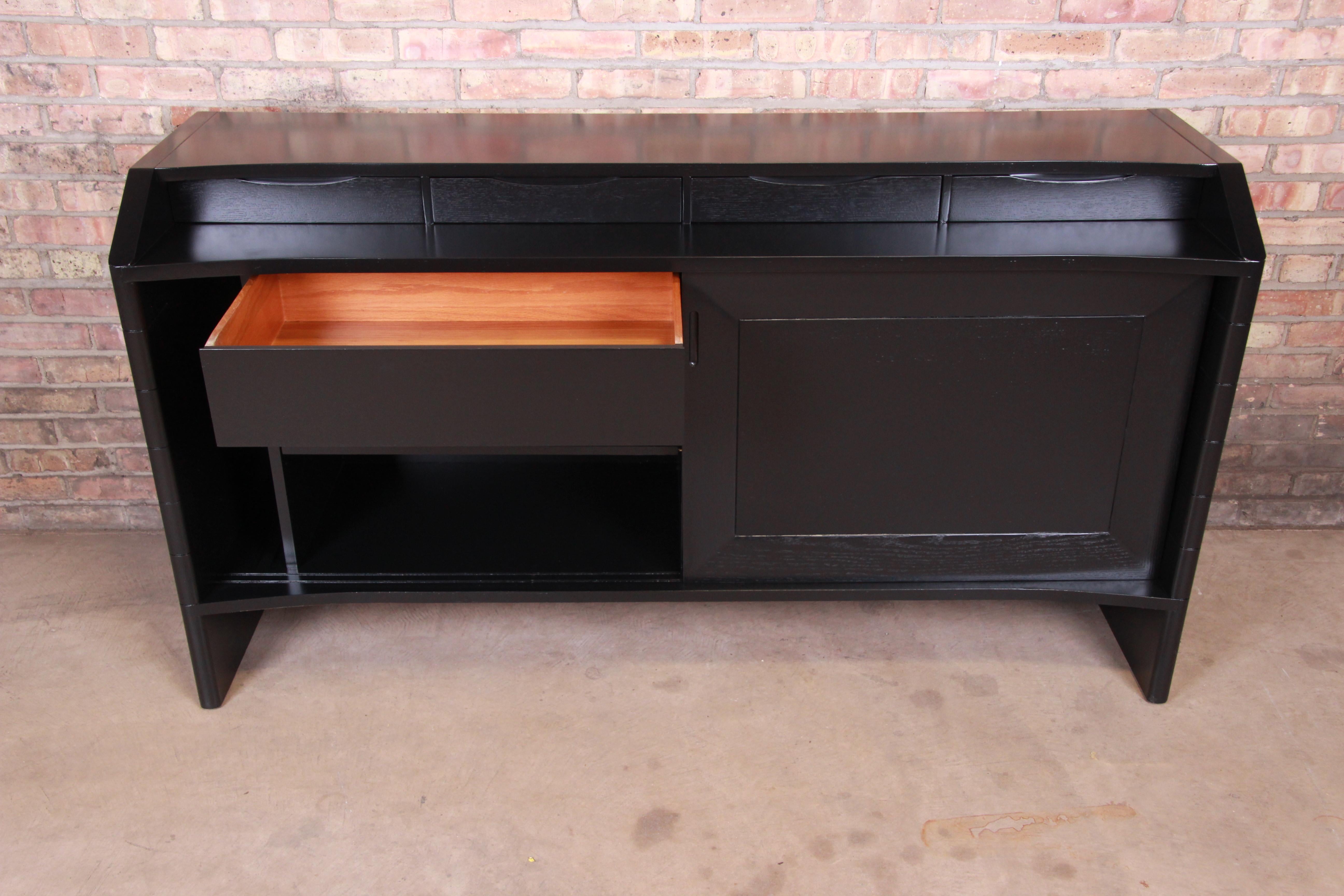 Harold Schwartz for Romweber Ebonized Bar Cabinet, Newly Refinished For Sale 4