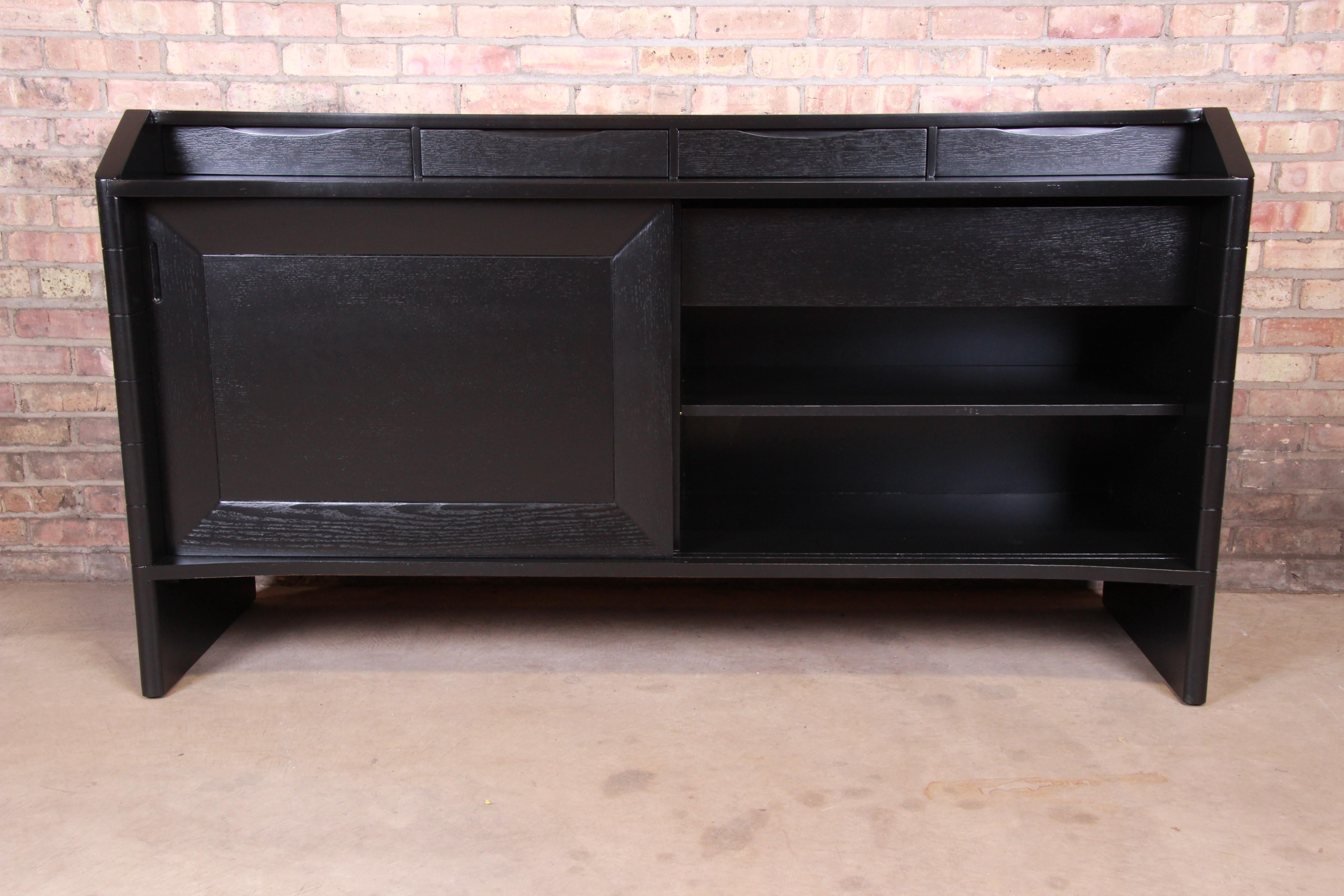 Harold Schwartz for Romweber Ebonized Bar Cabinet, Newly Refinished For Sale 6