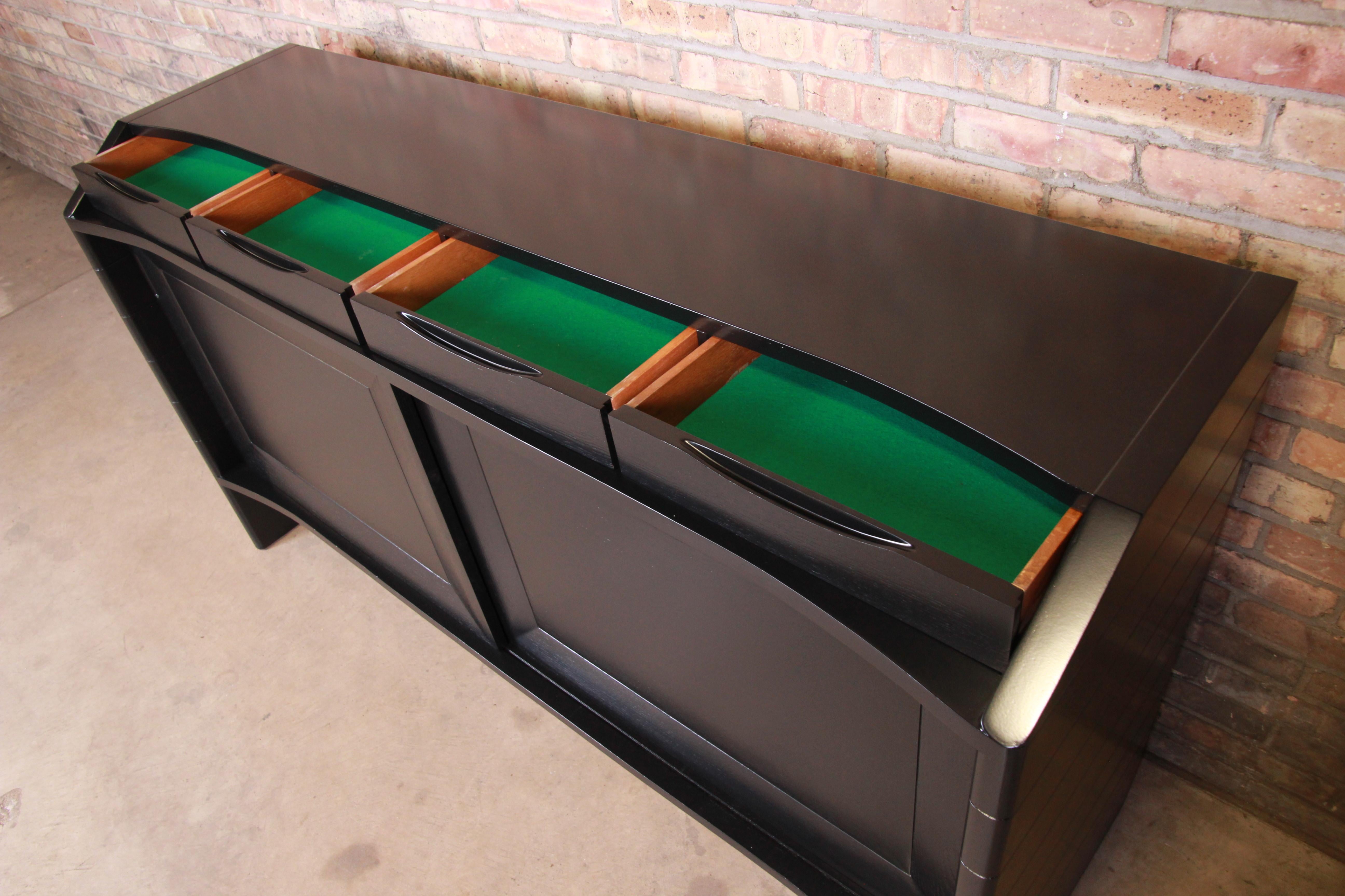 Harold Schwartz for Romweber Ebonized Bar Cabinet, Newly Refinished For Sale 2
