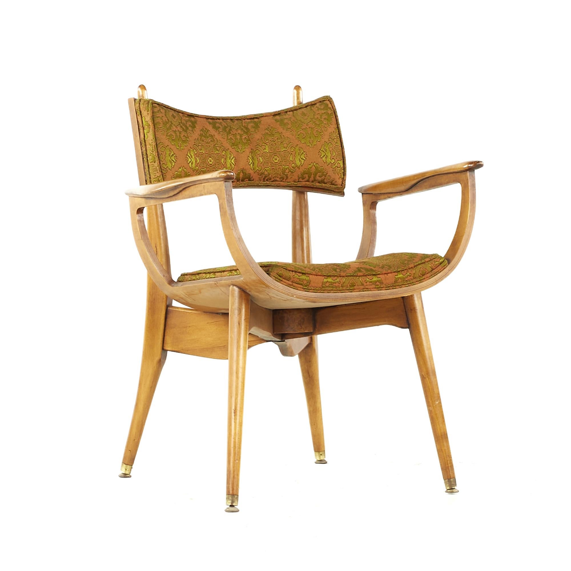Harold Schwartz for Romweber Midcentury Burlwood Dining Chairs, Set of 6 For Sale 4