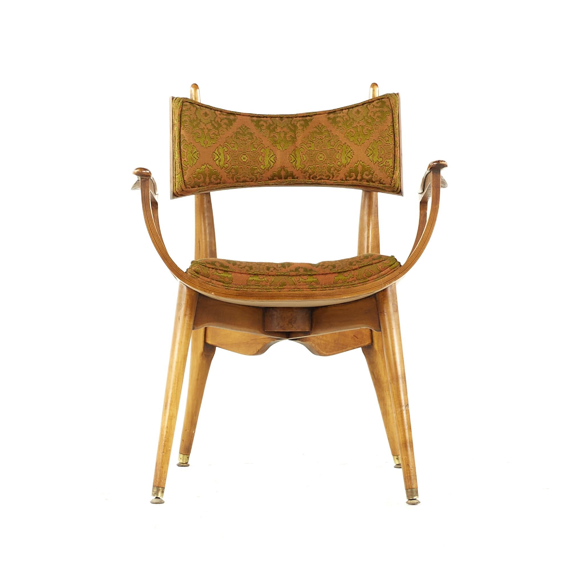Harold Schwartz for Romweber Midcentury Burlwood Dining Chairs, Set of 6 For Sale 5
