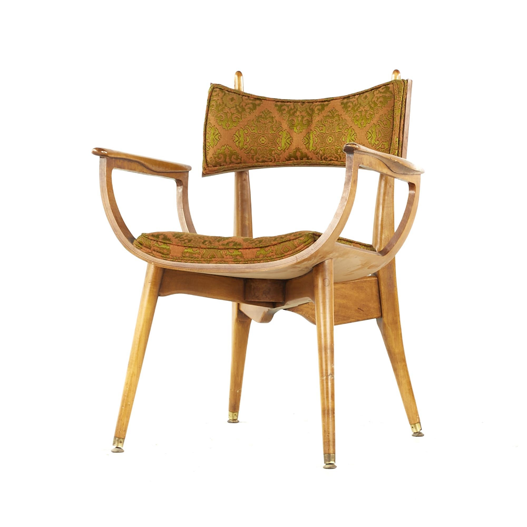 Harold Schwartz for Romweber Midcentury Burlwood Dining Chairs, Set of 6 For Sale 6