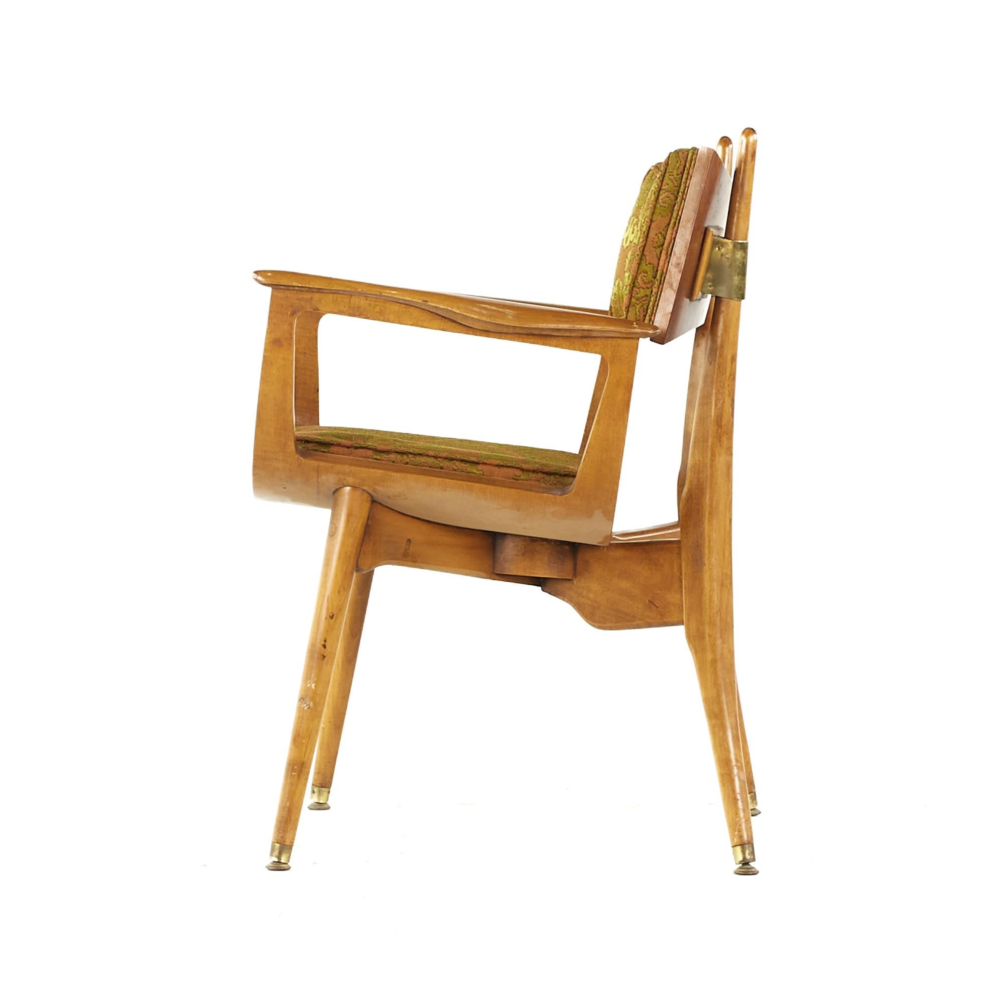 Harold Schwartz for Romweber Midcentury Burlwood Dining Chairs, Set of 6 For Sale 9