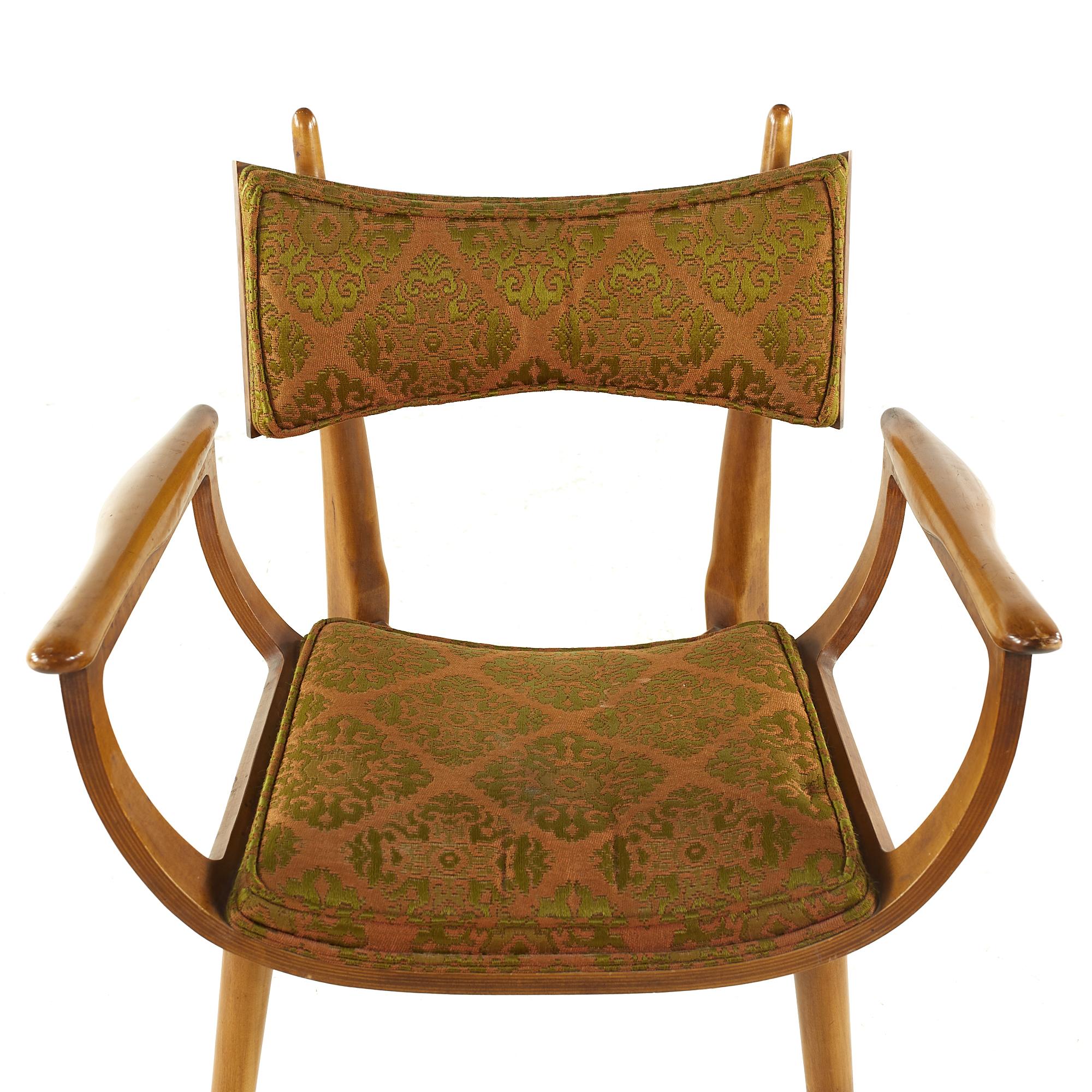 Harold Schwartz for Romweber Midcentury Burlwood Dining Chairs, Set of 6 For Sale 10