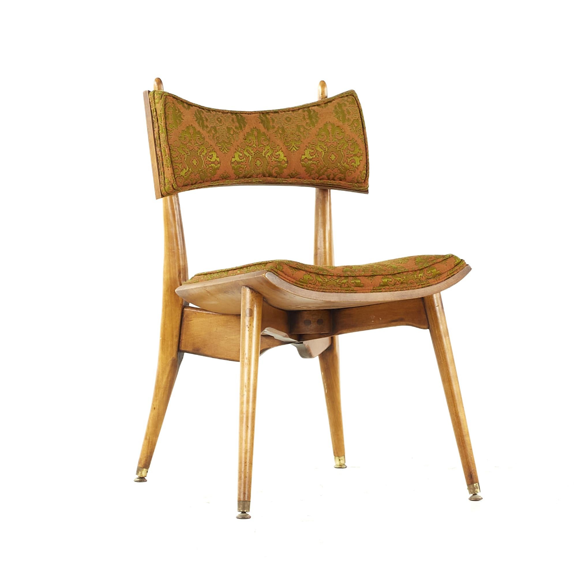 American Harold Schwartz for Romweber Midcentury Burlwood Dining Chairs, Set of 6 For Sale