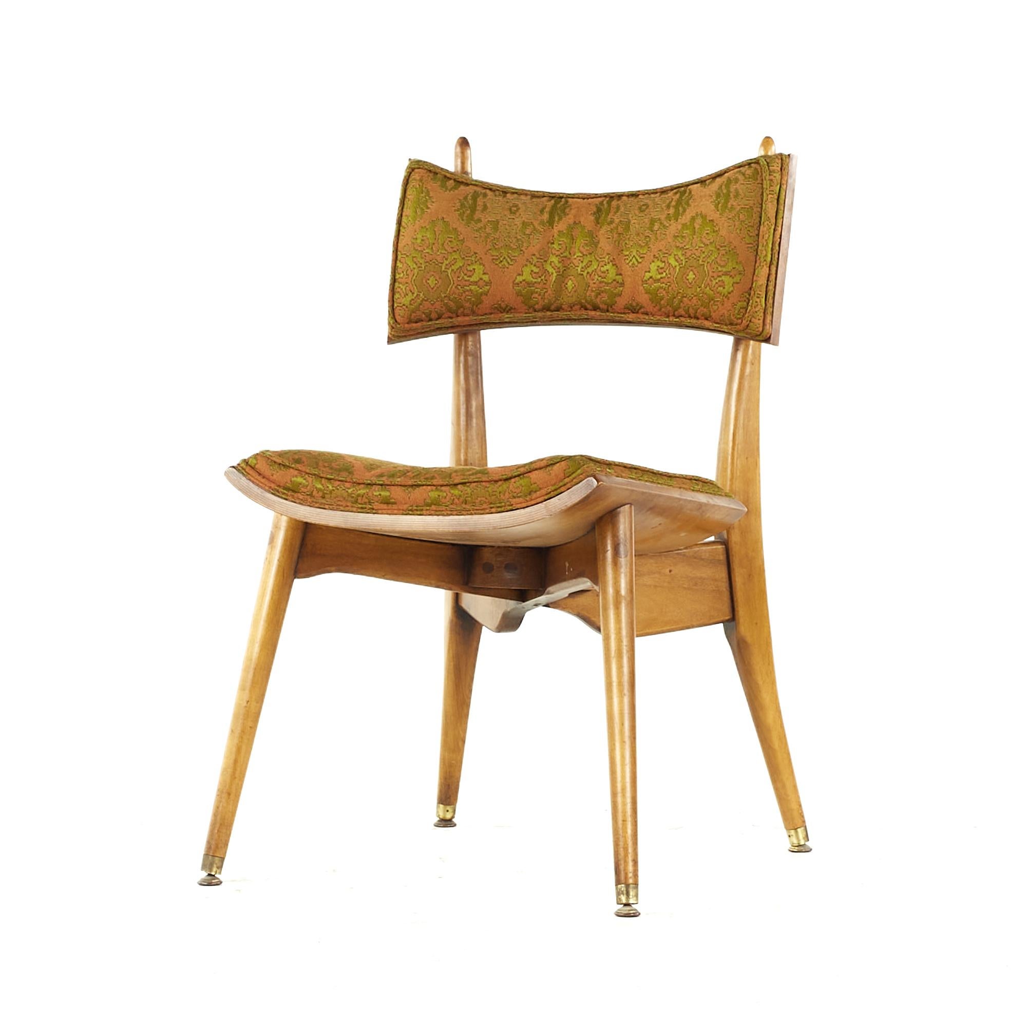Late 20th Century Harold Schwartz for Romweber Midcentury Burlwood Dining Chairs, Set of 6 For Sale