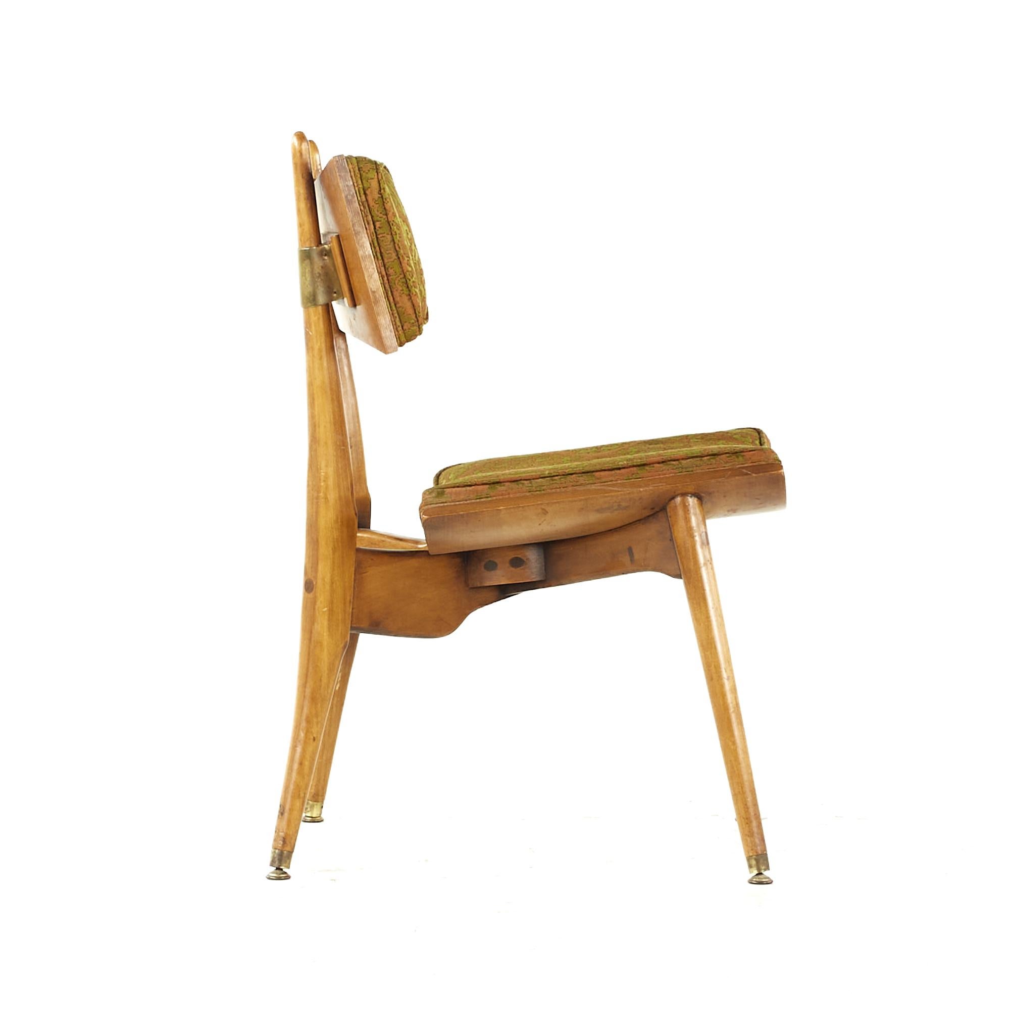 Upholstery Harold Schwartz for Romweber Midcentury Burlwood Dining Chairs, Set of 6 For Sale