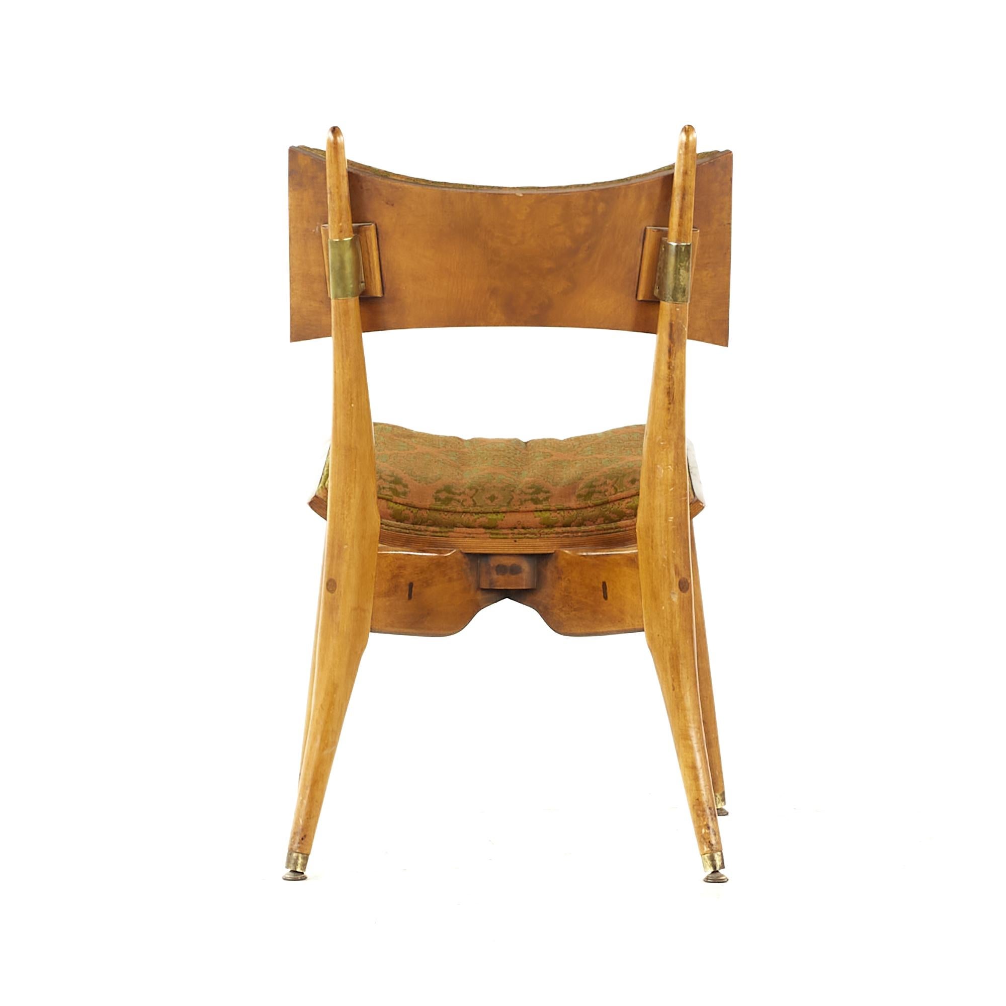 Harold Schwartz for Romweber Midcentury Burlwood Dining Chairs, Set of 6 For Sale 1
